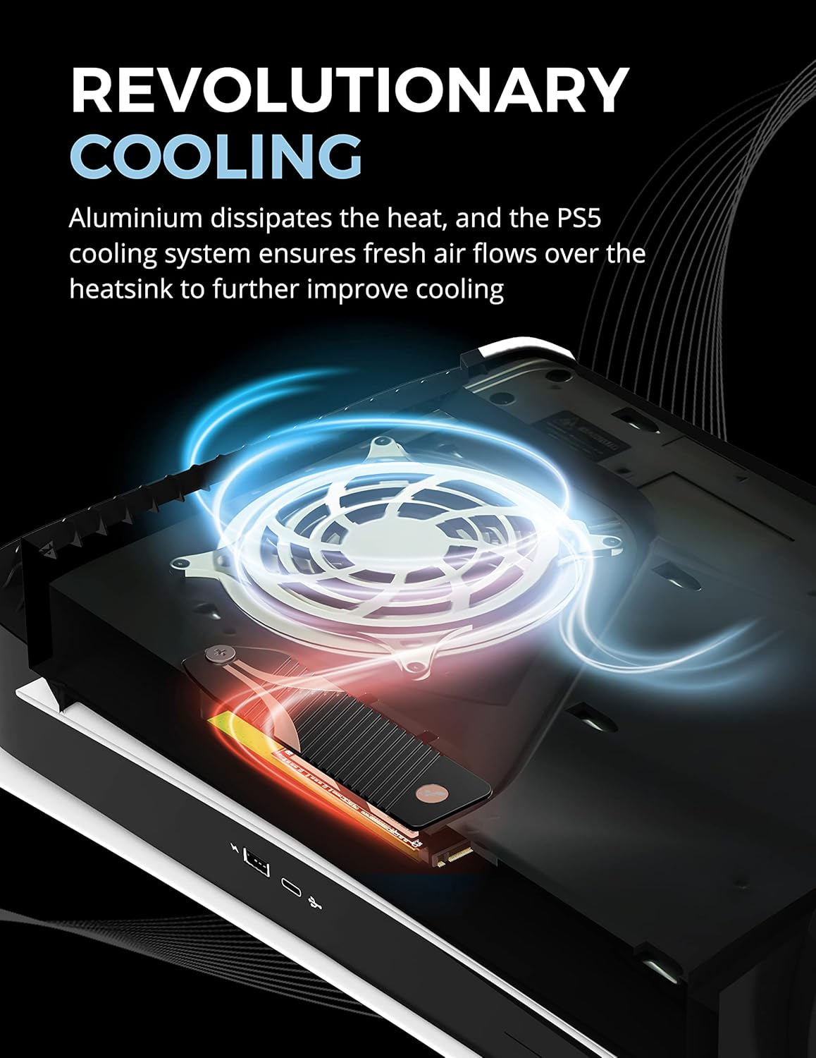 Detalle 2 de SABRENT SB-PSHS PS5 M.2 NVMe heatsink 1 aluminium cooler