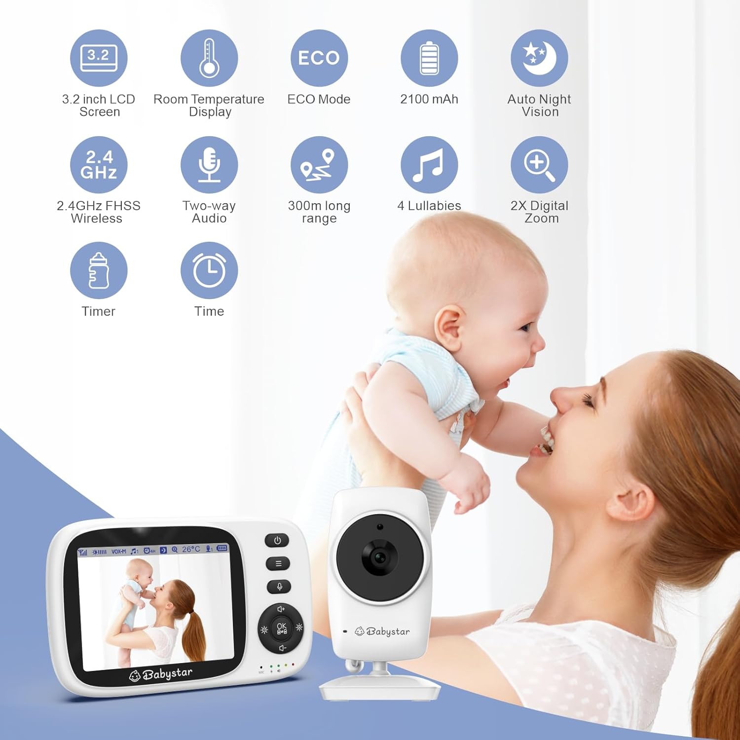 Thumbnail 1 de Babystar 3.2-Inch Wireless Baby Monitor with Camera and Night Vision