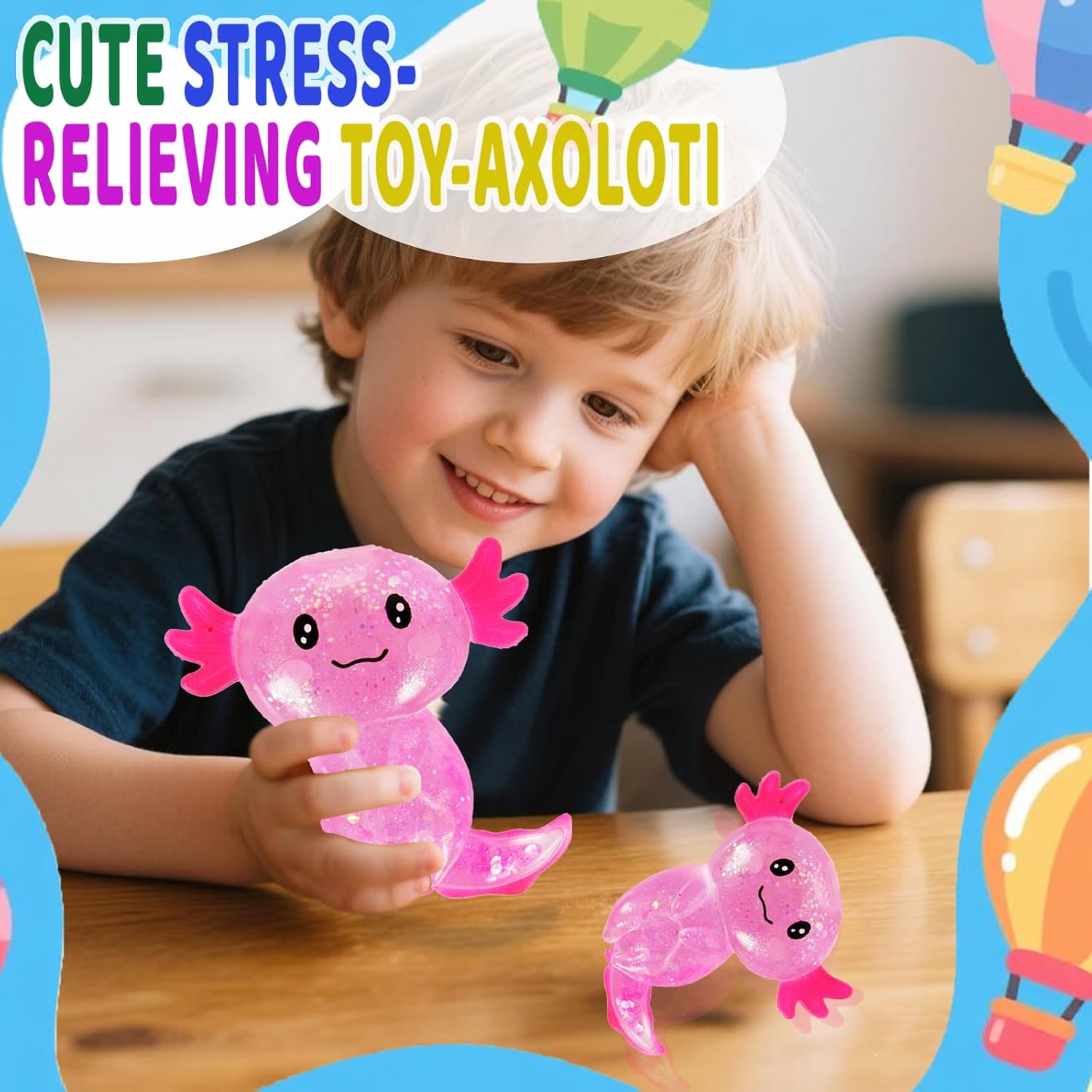 Detalle 1 de Puffwize CHB03 Axolotl Squishy Toy, Pink Glitter TPR Fidget