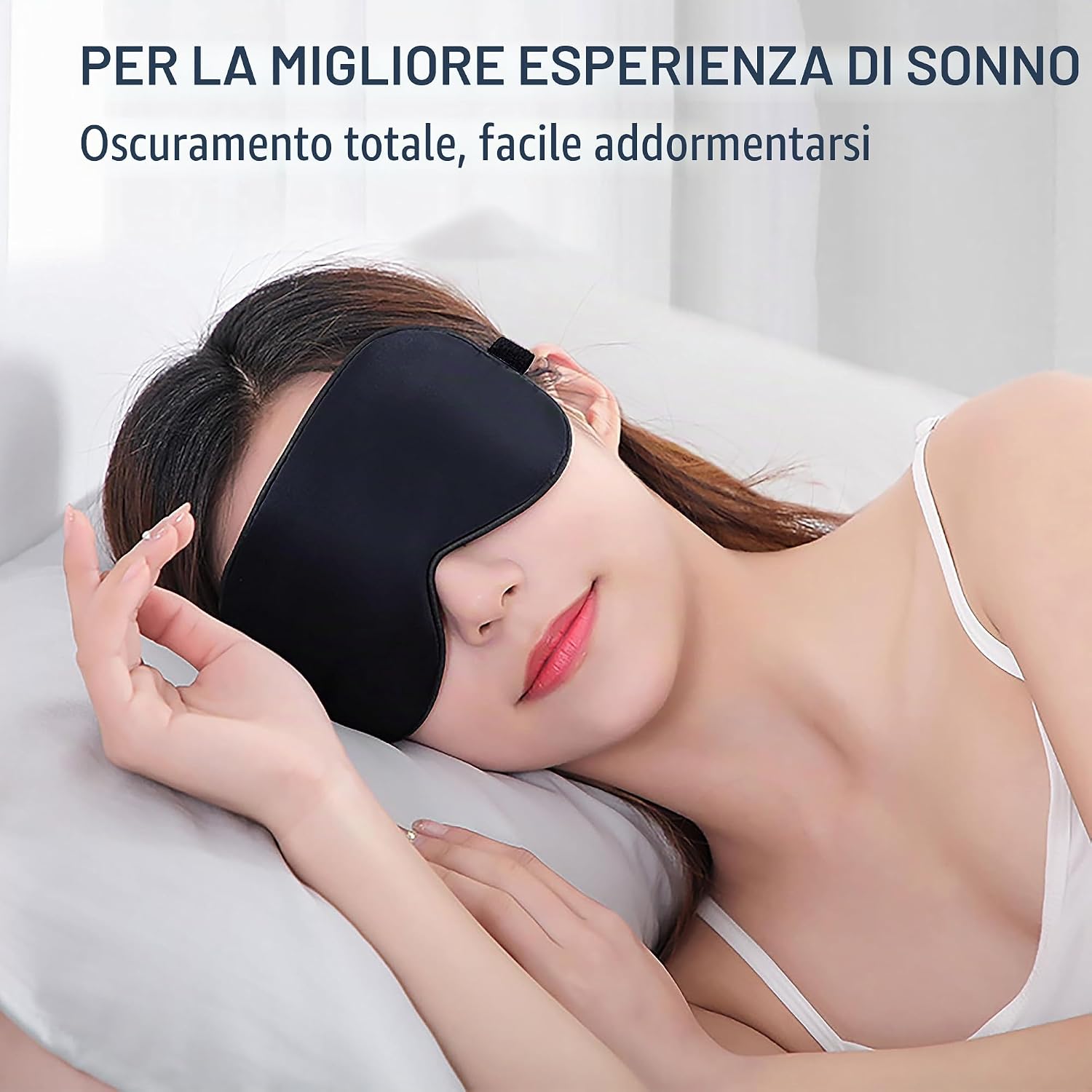 Thumbnail 2 de Townssilk set di 2 maschere per dormire in 100% seta con fascia regolabile (nero e blu ghiaccio)