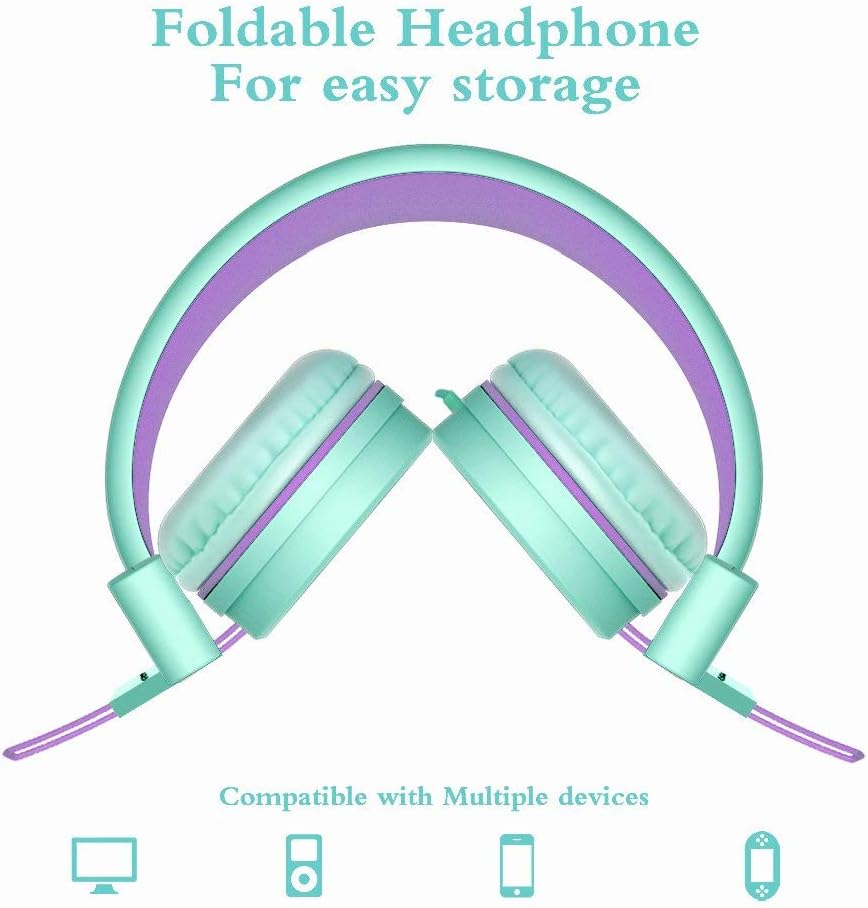 Thumbnail 3 de ELECDER i37 Kids Headphones for School — Foldable, Adjustable, Lightweight On-Ear (Green)