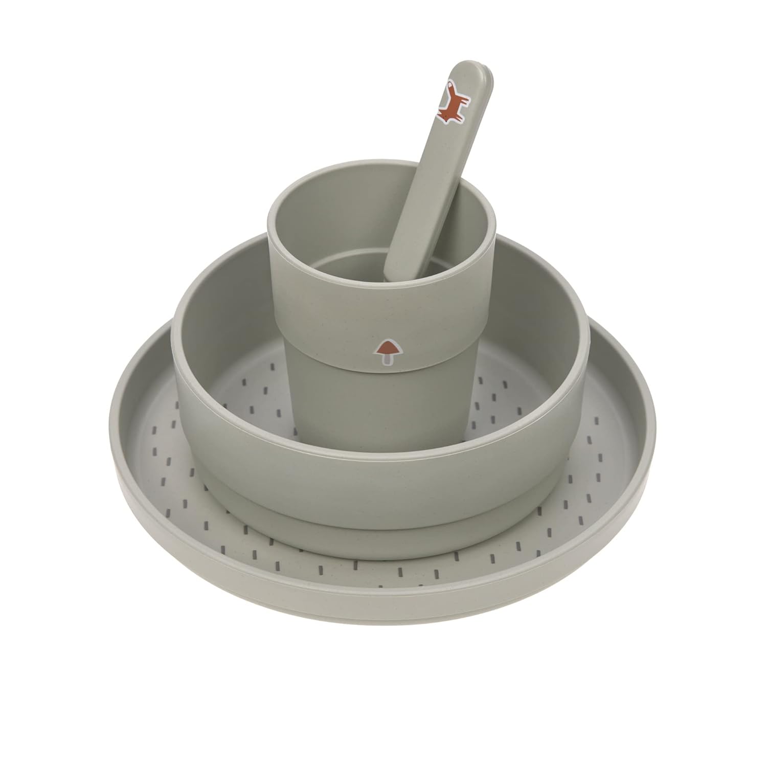 Detalle de LÄSSIG Kindergeschirr Set – Teller, Becher, Schälchen und Löffel, BPA-frei, spülmaschinen- und mikrowellengeeignet