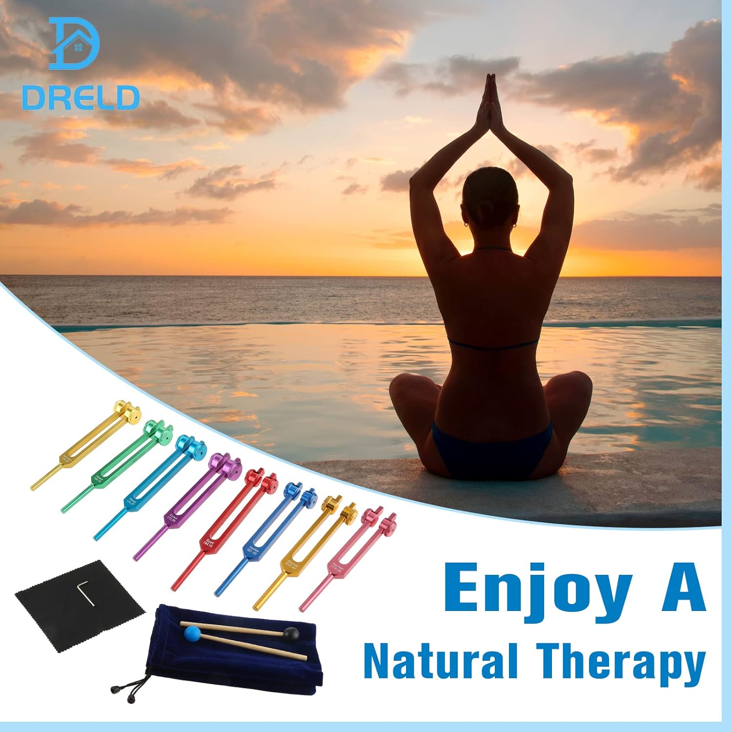 Thumbnail 6 de Chakra Tuning Forks Set — 8-Tone Chakra & Soul Purpose Kit with Mallets, Cleaning Cloth & Pouch