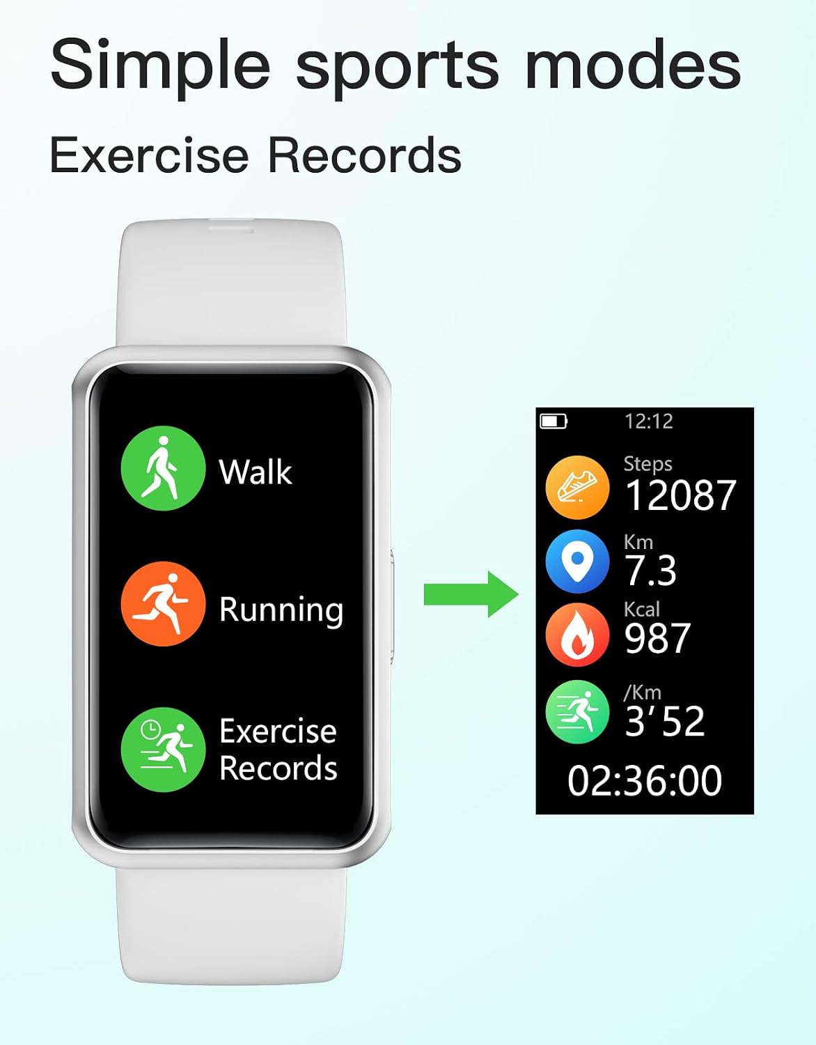 Detalle 2 de HUAKUA Pedometer Watch 1.47-inch Touch Screen Fitness Tracker (No Bluetooth, No App, IP68)