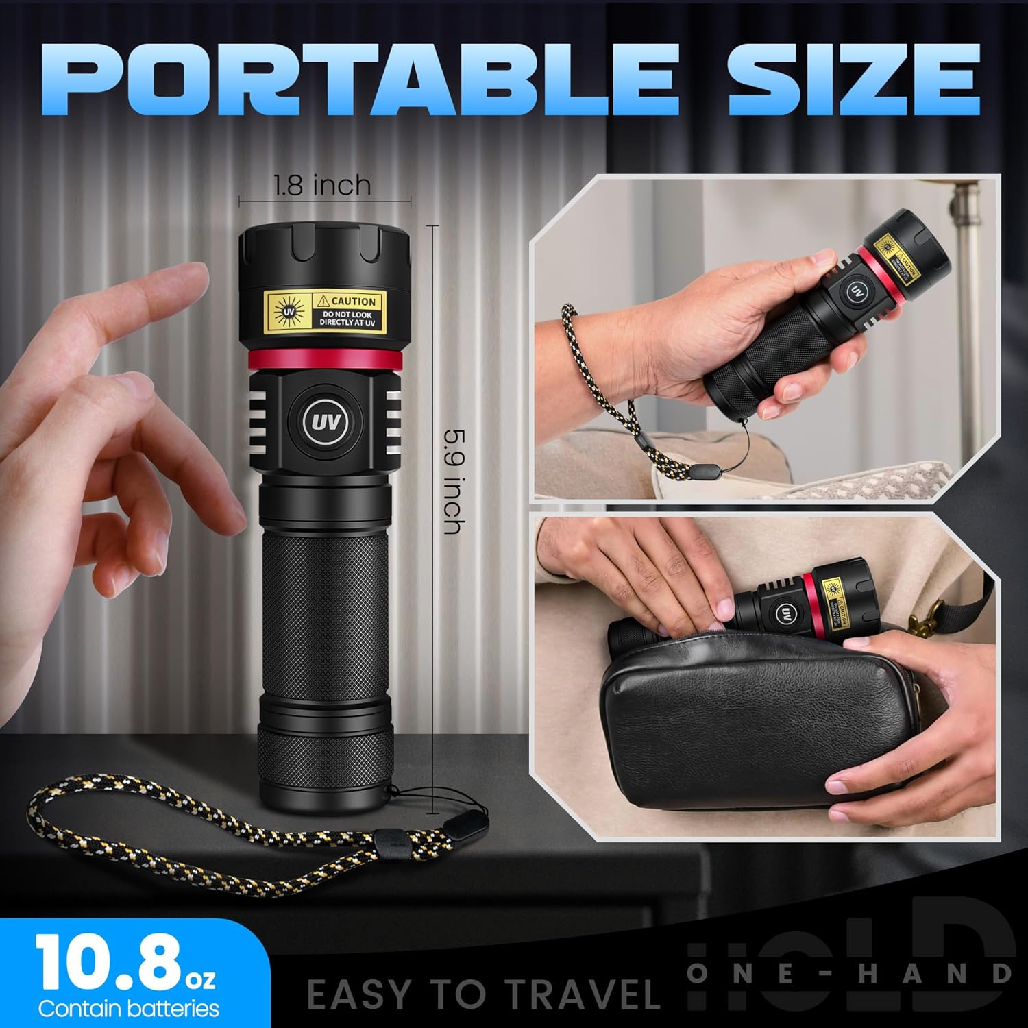 Thumbnail 4 de DARKBEAM Torcia UV 365nm 6x LED [4-core] – potenza, portabilità e versatilità per mineralogia e rilevamenti