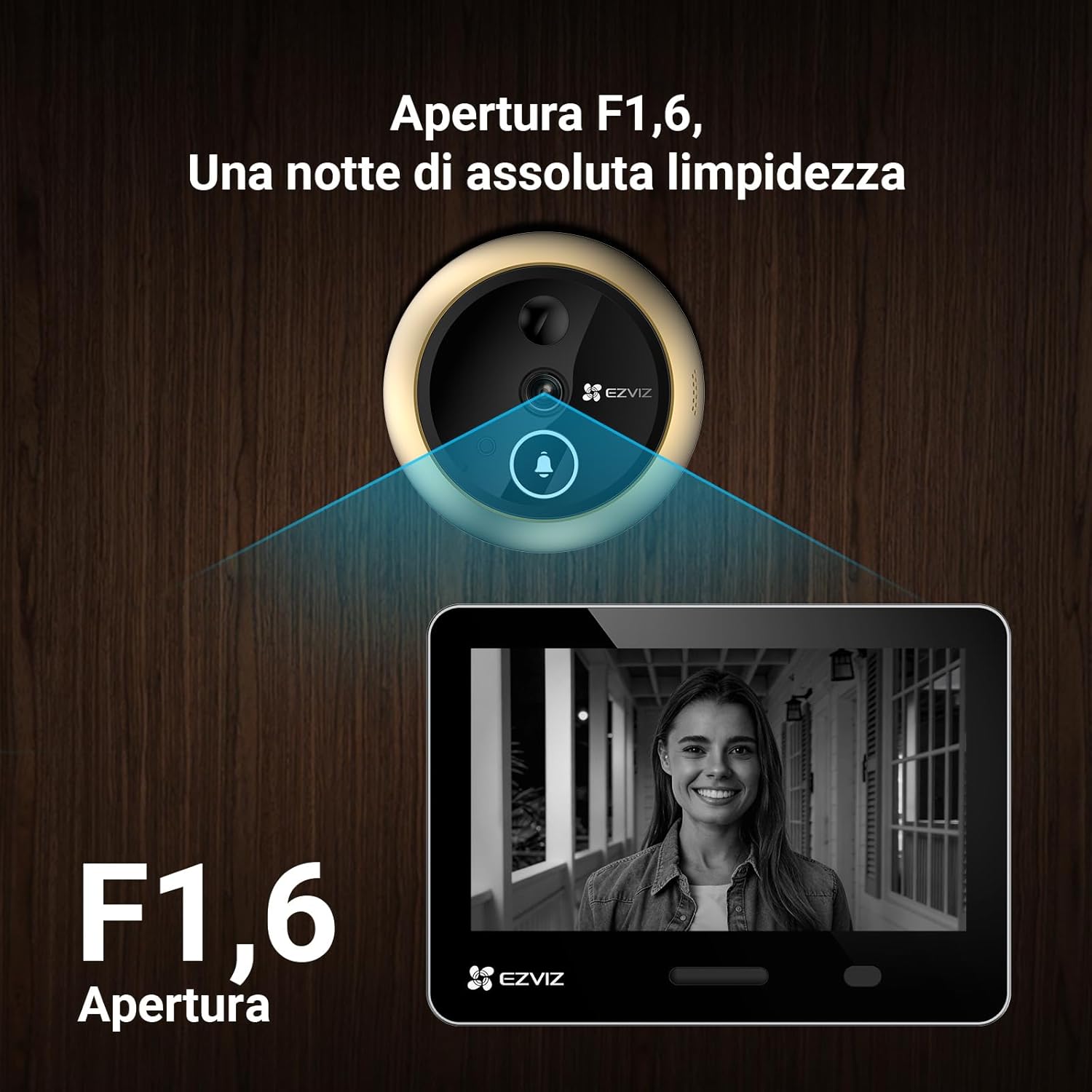 Thumbnail 6 de EZVIZ EP4 Spioncino Digitale WiFi 4K con Schermo Touch da 5,5" - Oro