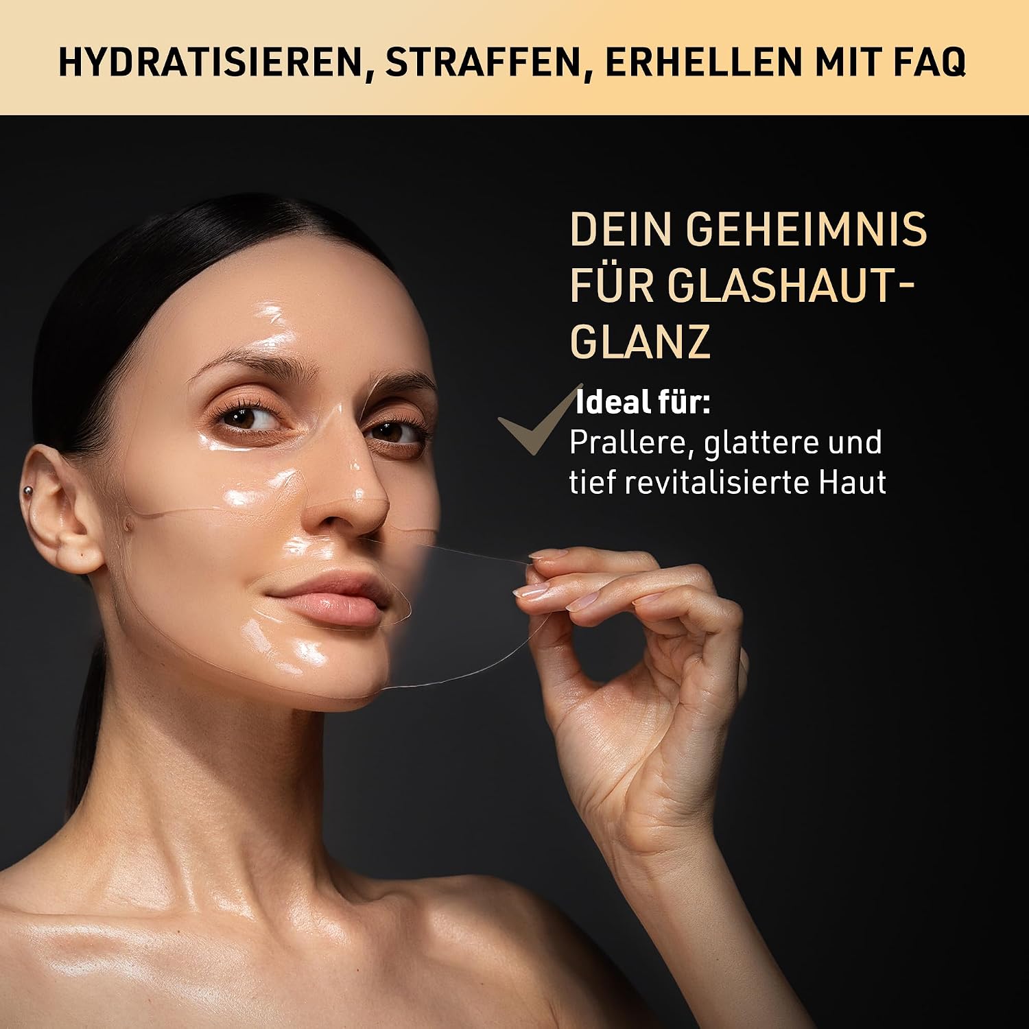 Detalle de FAQ Glass Skin Kollagen Maske – Straffende Gel-Maske mit Feuchtigkeit, Porenverfeinerung und LED-Kompatibilität