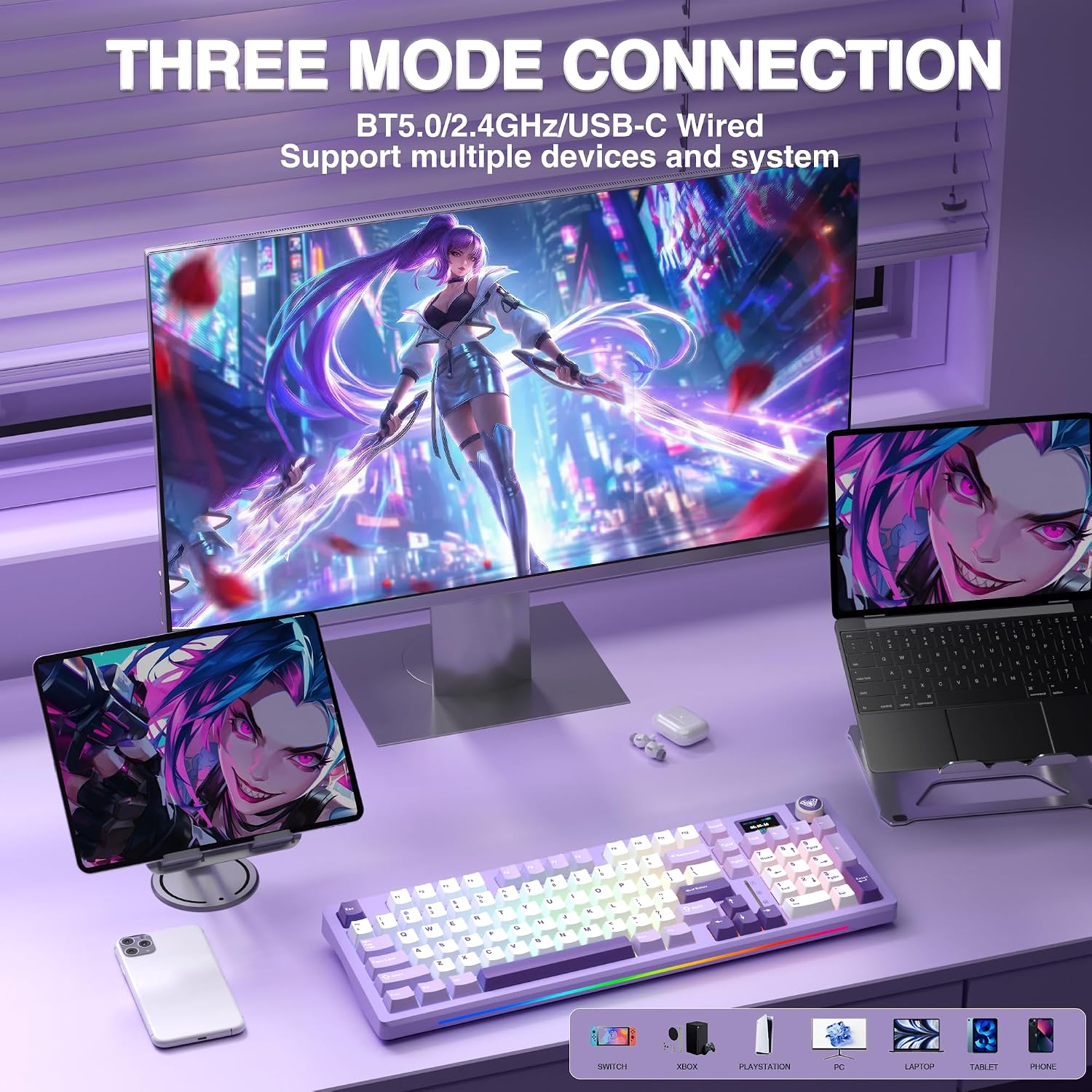 Detalle de AULA S98 Pro Wireless Mechanical Keyboard with Screen & Knob