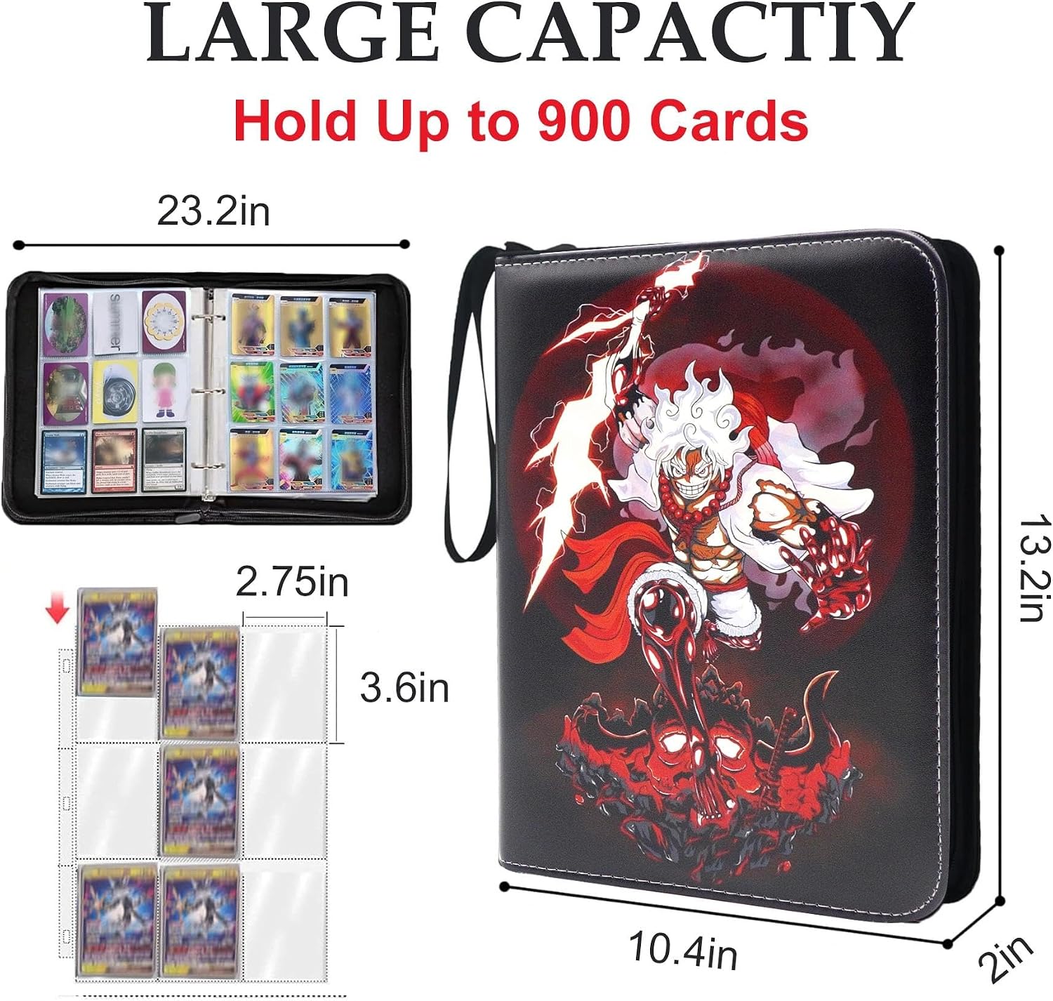 Detalle de WEST TUNE ワンピースカードゲーム用バインダー 9ポケット・50ページ・最大900枚収納