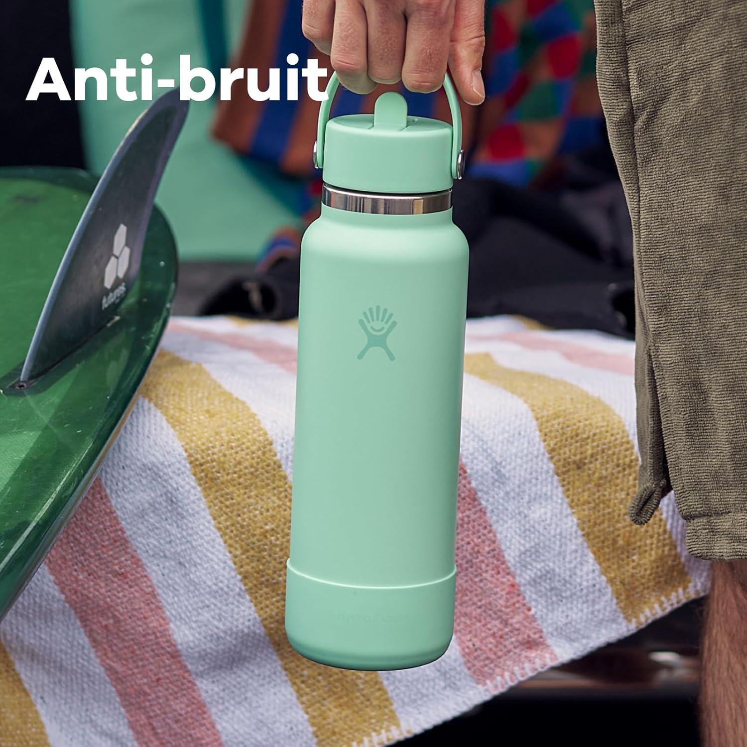 Detalle de Hydro Flask – Small Bottle Boot, manchon silicone Mermaid Green (12–40 oz) – protection et stabilité