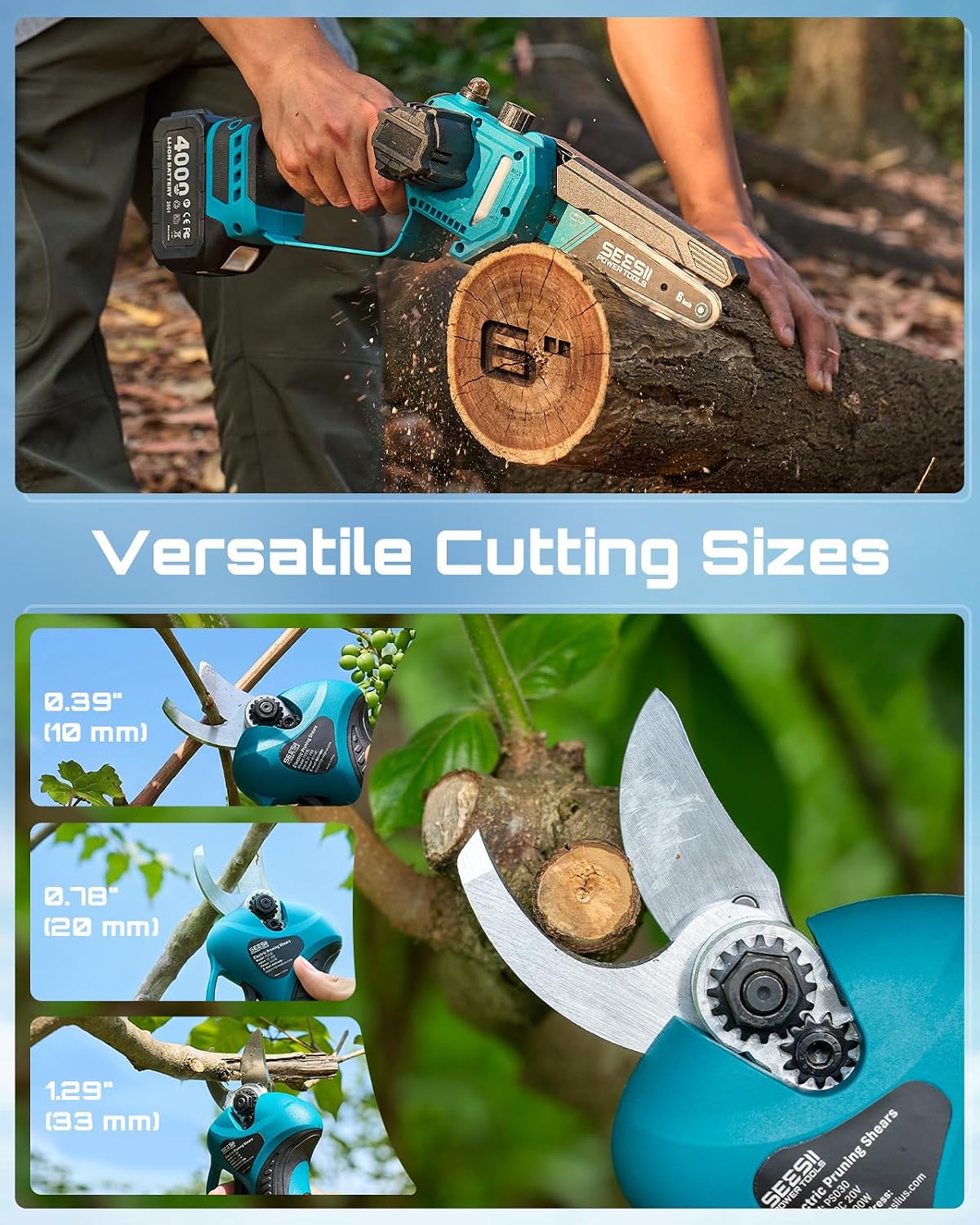Thumbnail 4 de SEESII L40 pro Pole Saw and Pruning Shears Kit, Brushless Motor