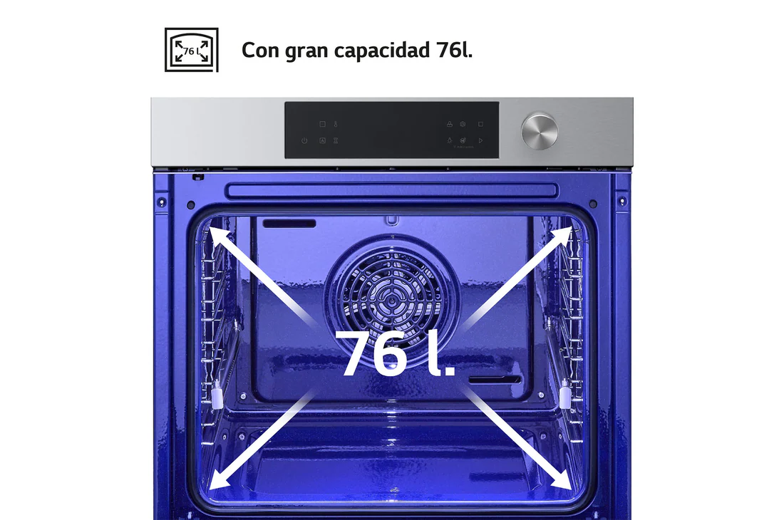 Detalle de LG Horno pirolítico Instaview 76L WSED7613S: limpieza avanzada y acero inoxidable