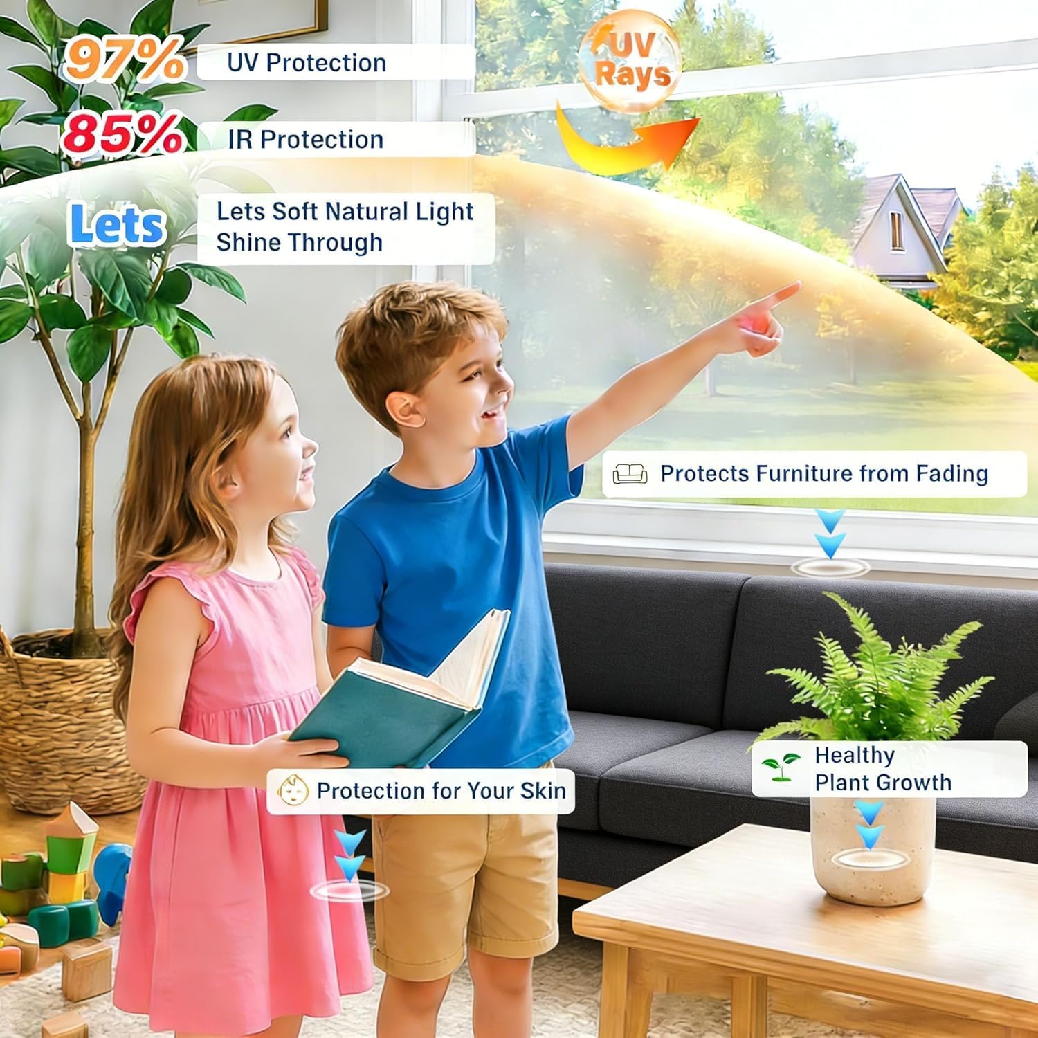 Thumbnail 1 de Evofensteere 44.5x200cm Silver One Way Window Film — Privacy, UV Block, Anti-Glare