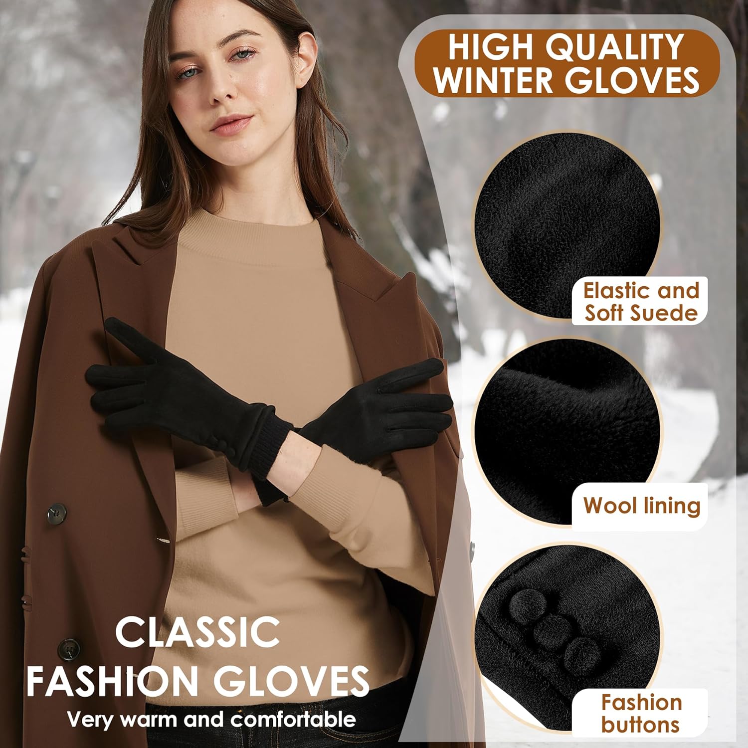 Detalle 2 de Dsane Womens Touchscreen Winter Gloves