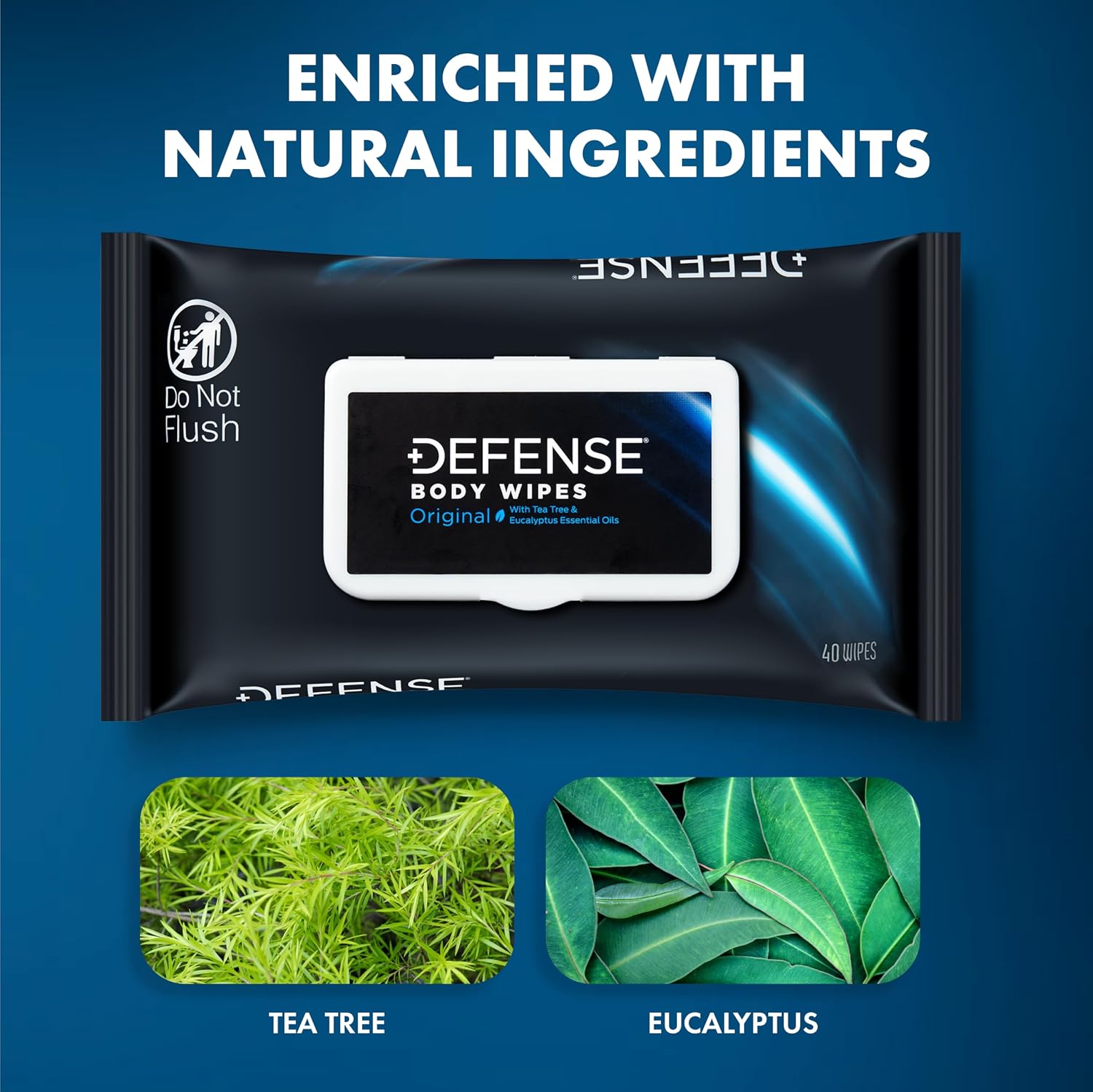 Detalle de Defense Soap All Natural Body Wipes with Tea Tree Oil (3-Pack, 40 Wipes Each) for Post-Workout Cleansing