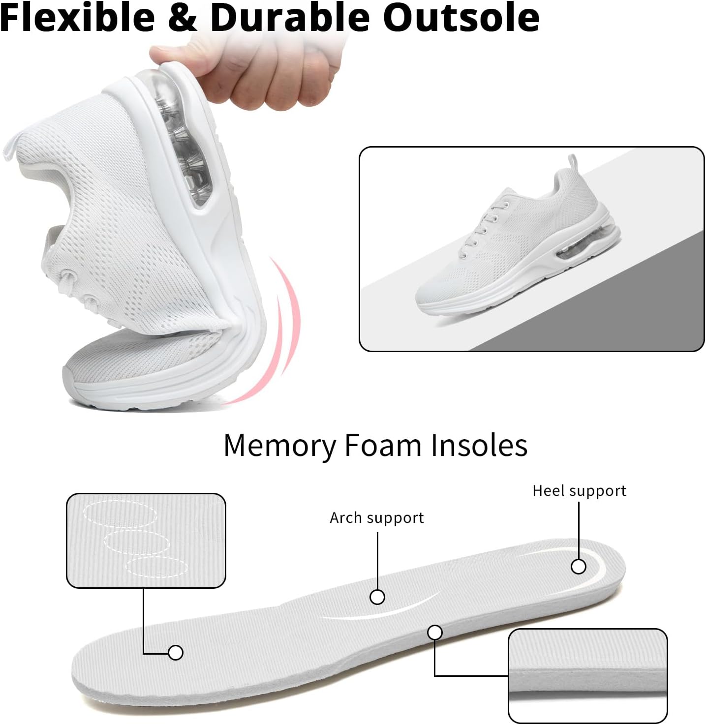 Thumbnail 5 de Womens Athletic Running Trainers – Breathable Lightweight Walking Shoes with Air Cushion