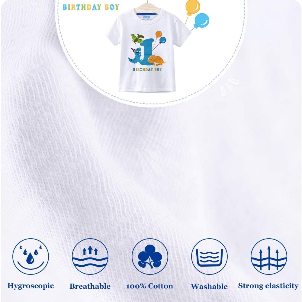 Thumbnail 5 de AMZTM Dinosaur 1st Birthday T-Shirt for Baby Boys – 100% Cotton Dino Party Outfit