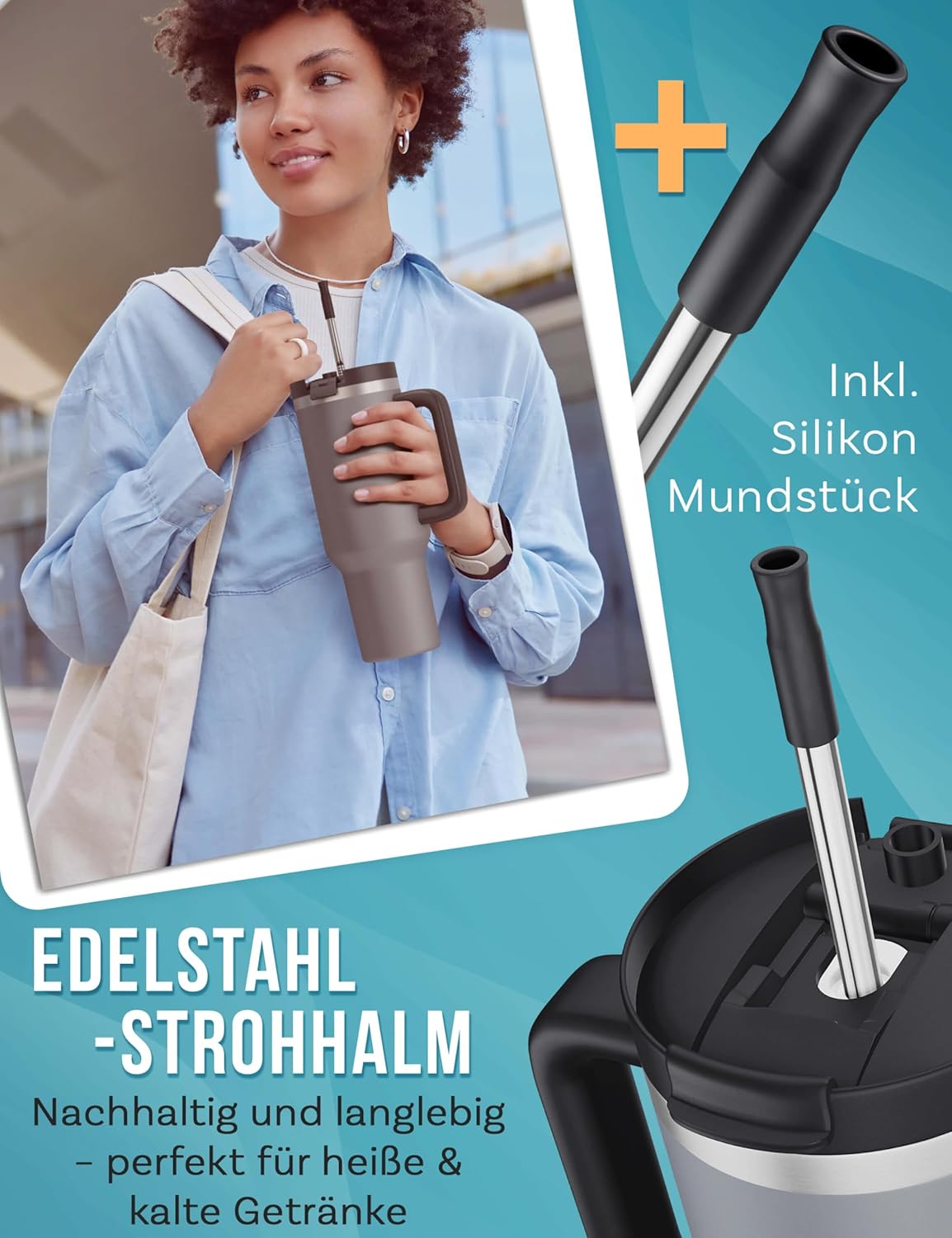 Thumbnail 6 de My Vesperbox Kinny Cup – Edelstahl Thermobecher mit Henkel & Strohhalm (500/950/1200 ml)