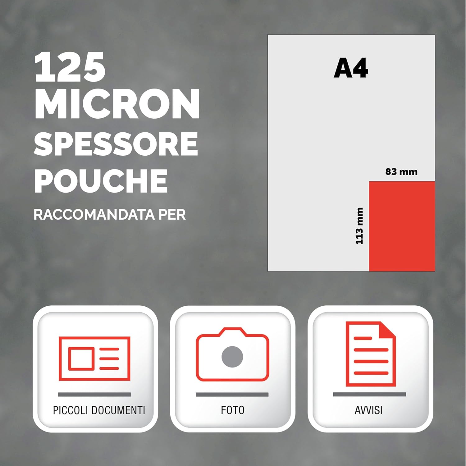 Detalle de F Fellowes 5307101 Pouches Lucide Capture125 83x113 mm, 125 Micron, confezione da 100