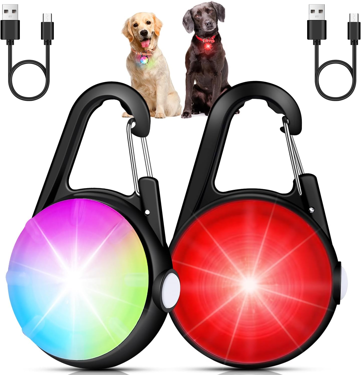 Detalle de DAAMENT TTMS-DCL-001-E Dog Collar Lights, 4 Modes, Rechargeable, 2-Pack