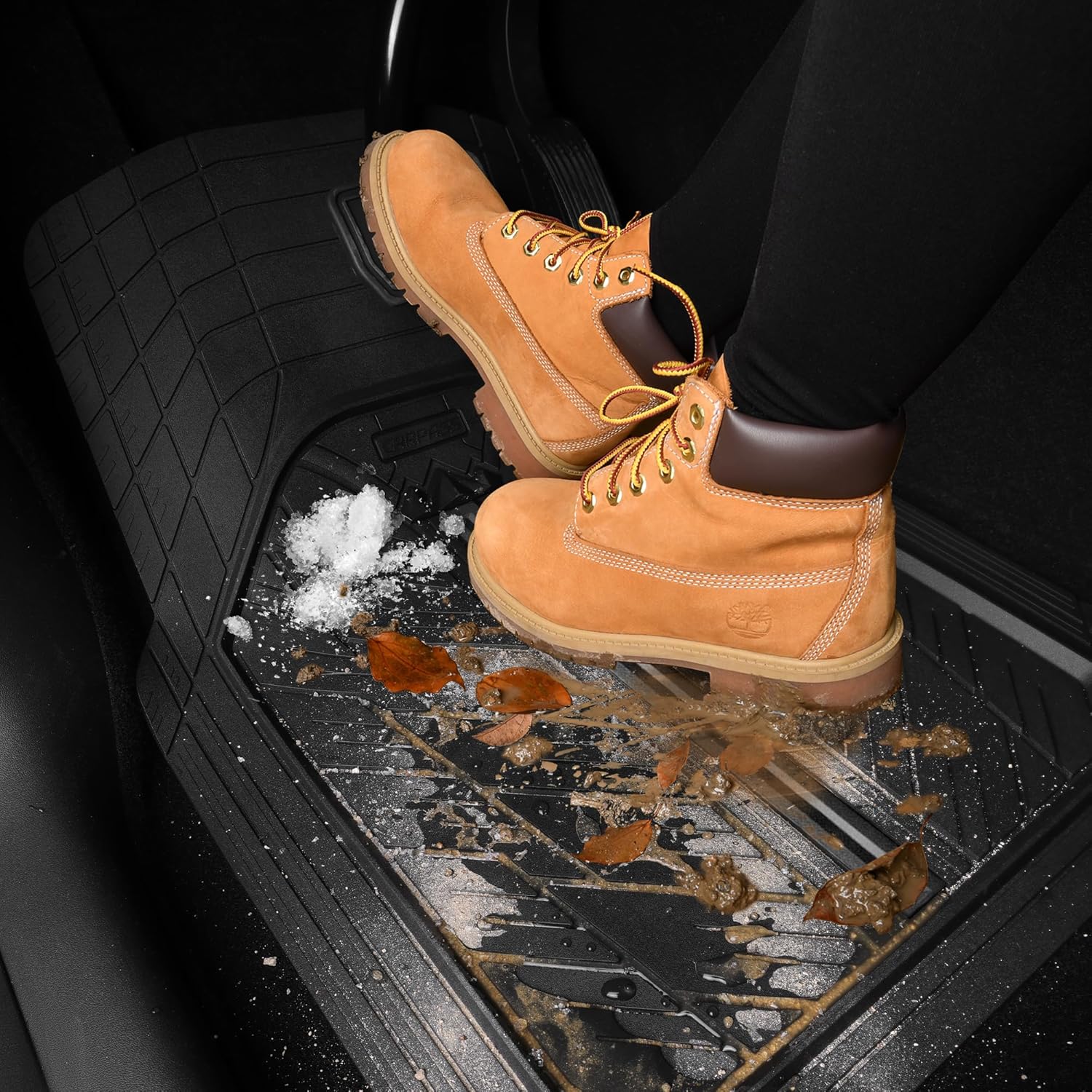 Thumbnail 1 de CAR PASS Heavy Rubber Car Floor Mats — Universal Trim-to-Fit 1 set