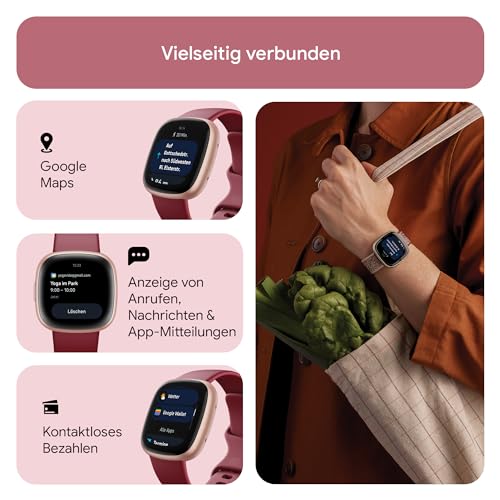 Thumbnail 5 de Fitbit Versa 4 Smartwatch mit Google Health Premium – 3 Monate Coaching, 6 Tage Akku, Raspberry Red / Kupferrosé