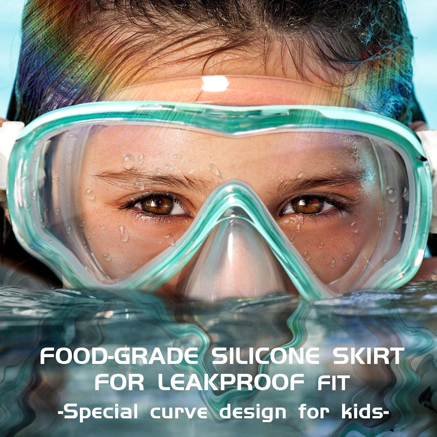 Detalle de Seago Kids Swim Goggles Snorkel Diving Mask (Ages 5–15) with Anti-Fog 180° Clear View