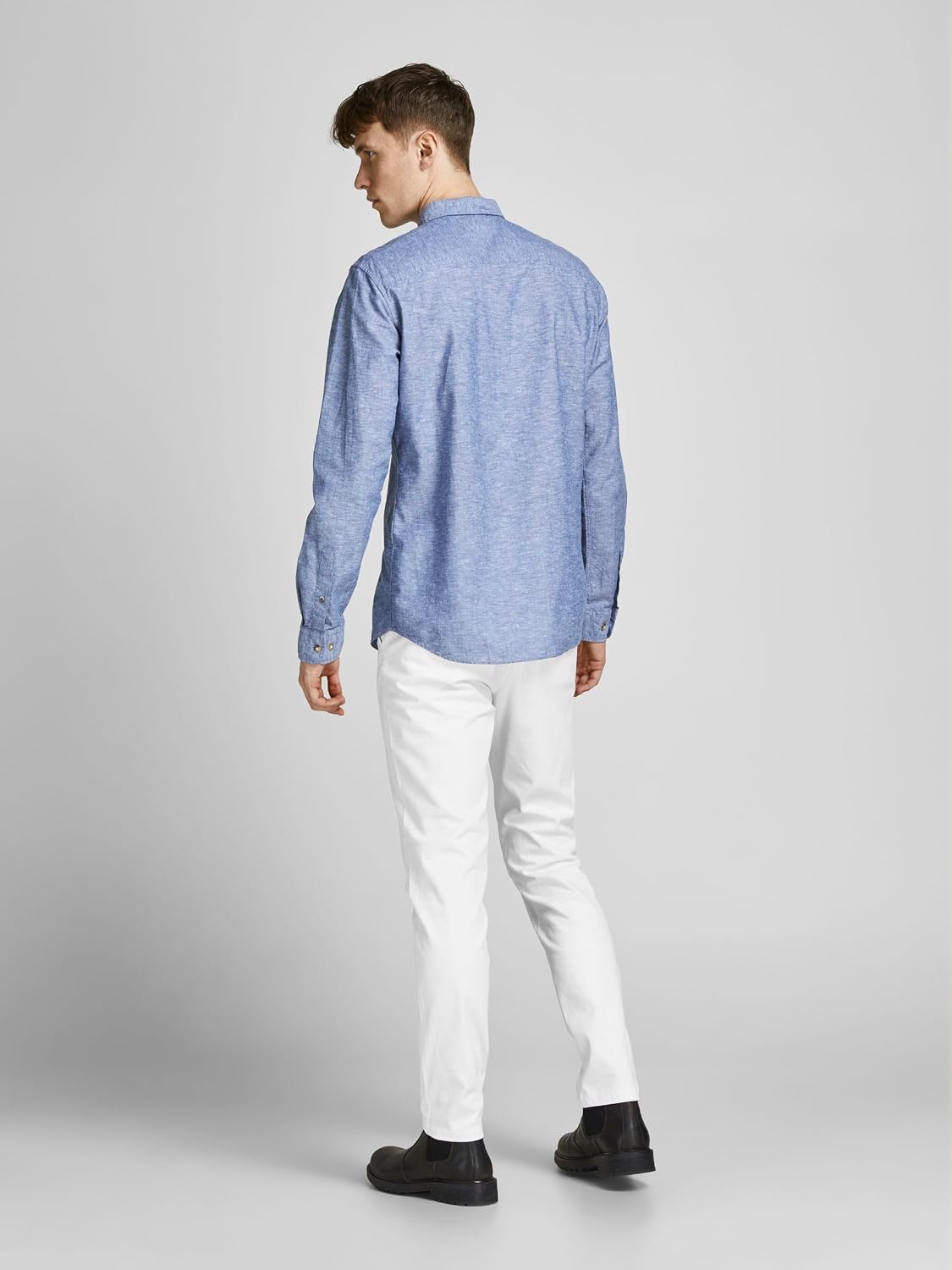 Detalle de Jack & Jones Jpstmarco Jjbowie SA pantalones blancos para hombre (corte ajustado con elastano)