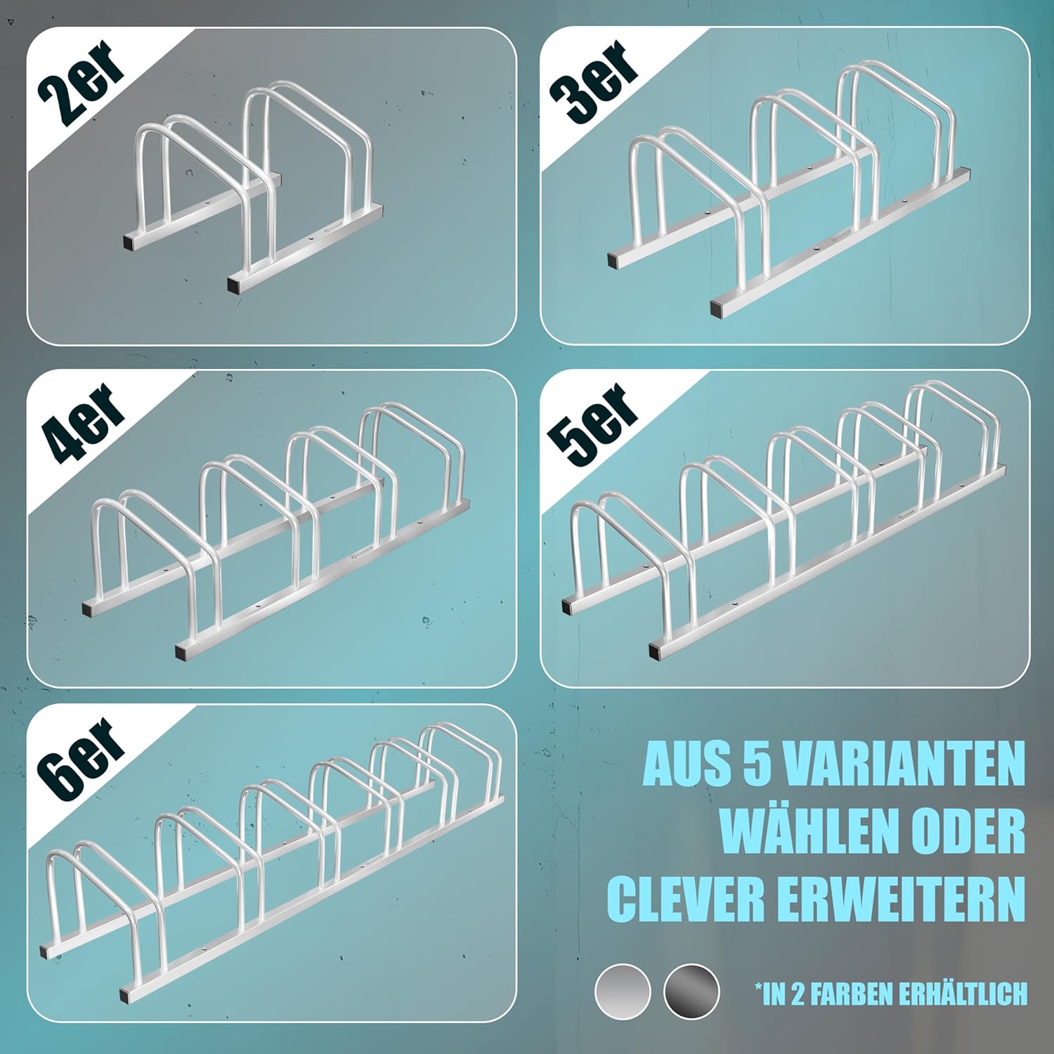Thumbnail 4 de KESSER Fahrradständer für 6 Fahrräder inkl. Parkschild – Mehrfachständer, 37 cm Radabstand