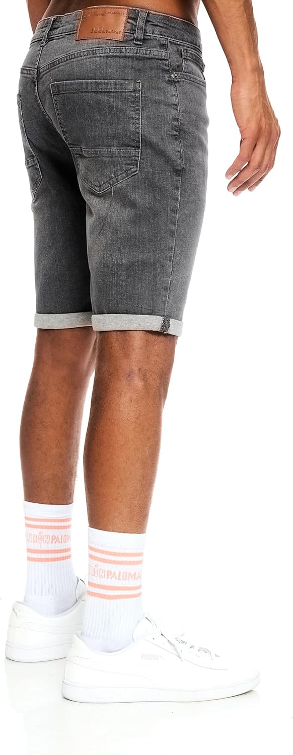 Detalle de JEEL Herren Kurze Hosen – Slim-Fit Jeans-Shorts mit Stretch, 5-Pocket-Style, Basic Washed