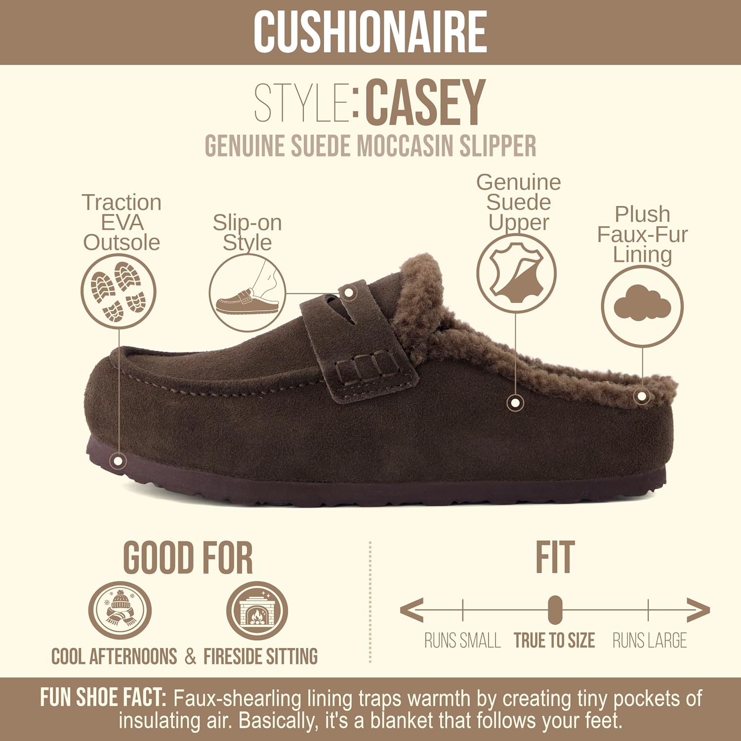 Detalle de CUSHIONAIRE Women's Suede Slippers