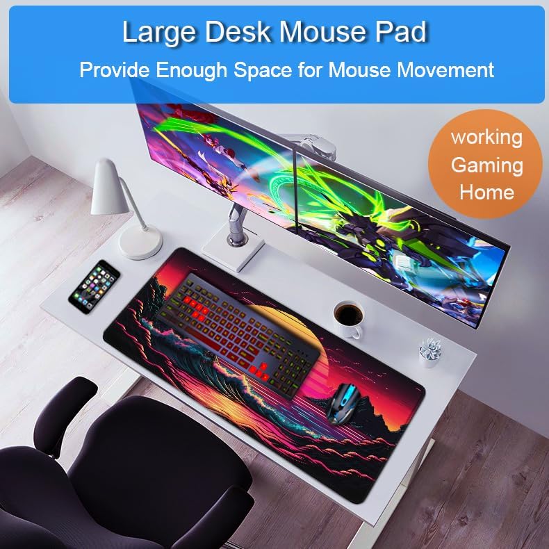 Detalle 2 de Naukay Large Extended Mouse Pad, 31.5 x 15.7-Inch, Water-Resistant