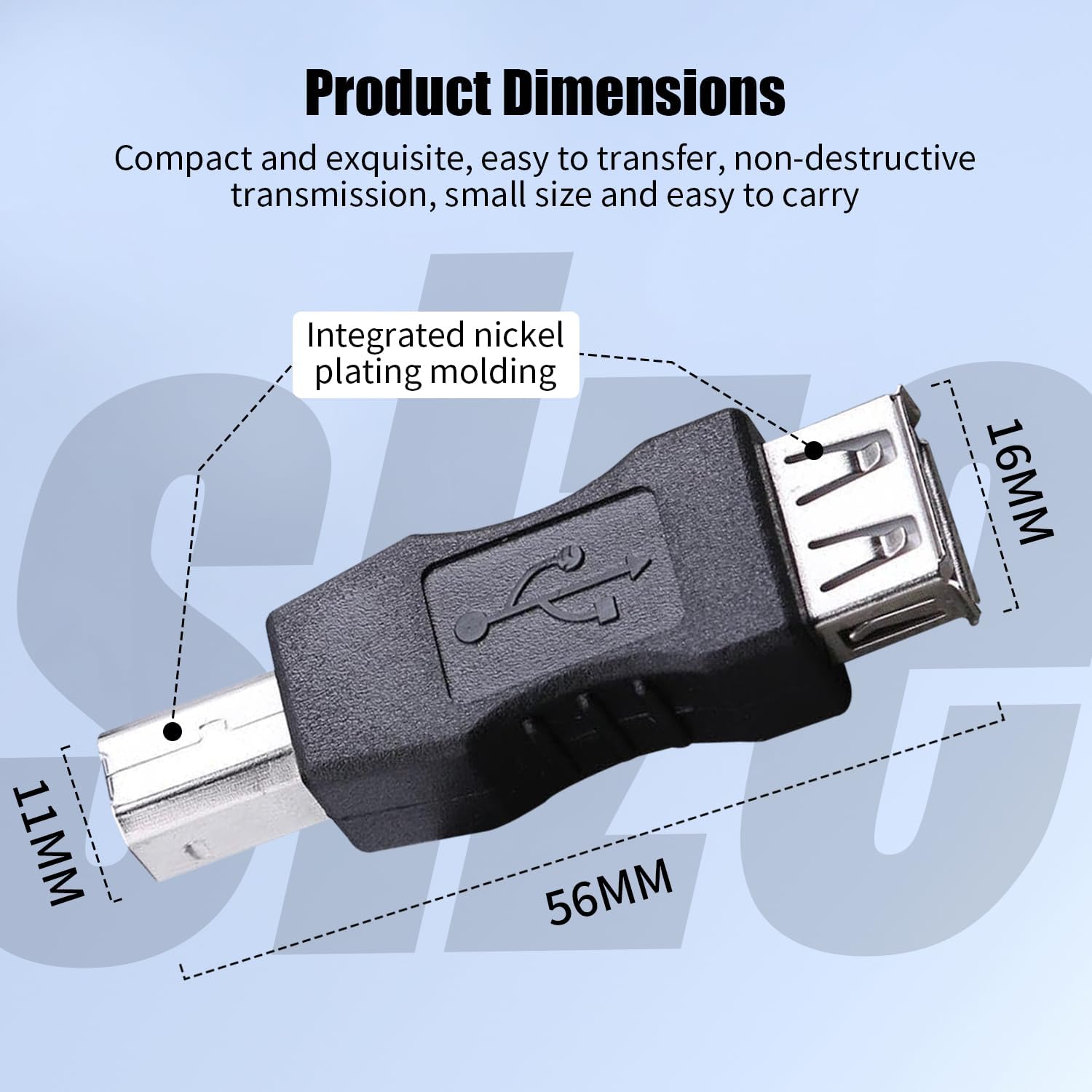 Detalle de Herfair USB A to B Adapter – Female to Male Converter (2 Pack) for Printers, Scanners and More
