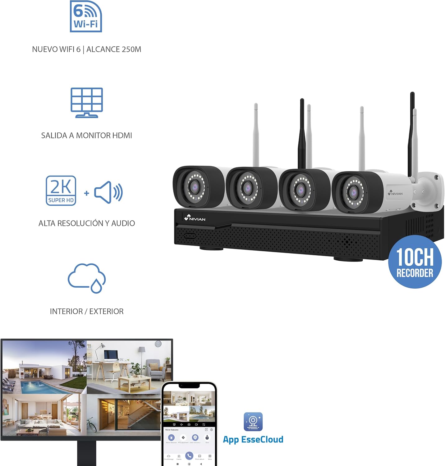 Detalle 2 de NIVIAN Kit Cámaras 2K 4 cámaras SuperHD