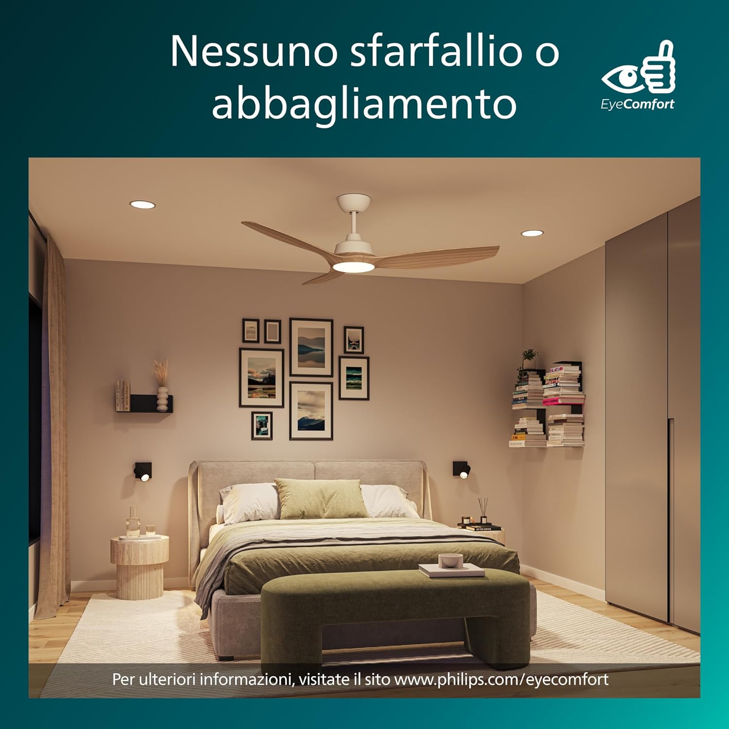 Thumbnail 6 de Philips Olas Fan ceiling 52” 132 cm 35W+24W White&Wood, ventilatore da soffitto con luce e comando
