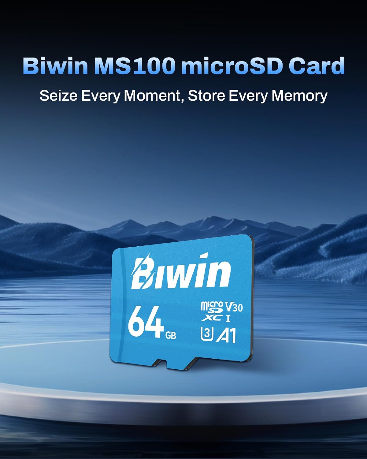 Detalle 2 de Biwin MS100 64GB Micro SDXC Card — UHS-I U3, V30, A1, up to 100 MB/s
