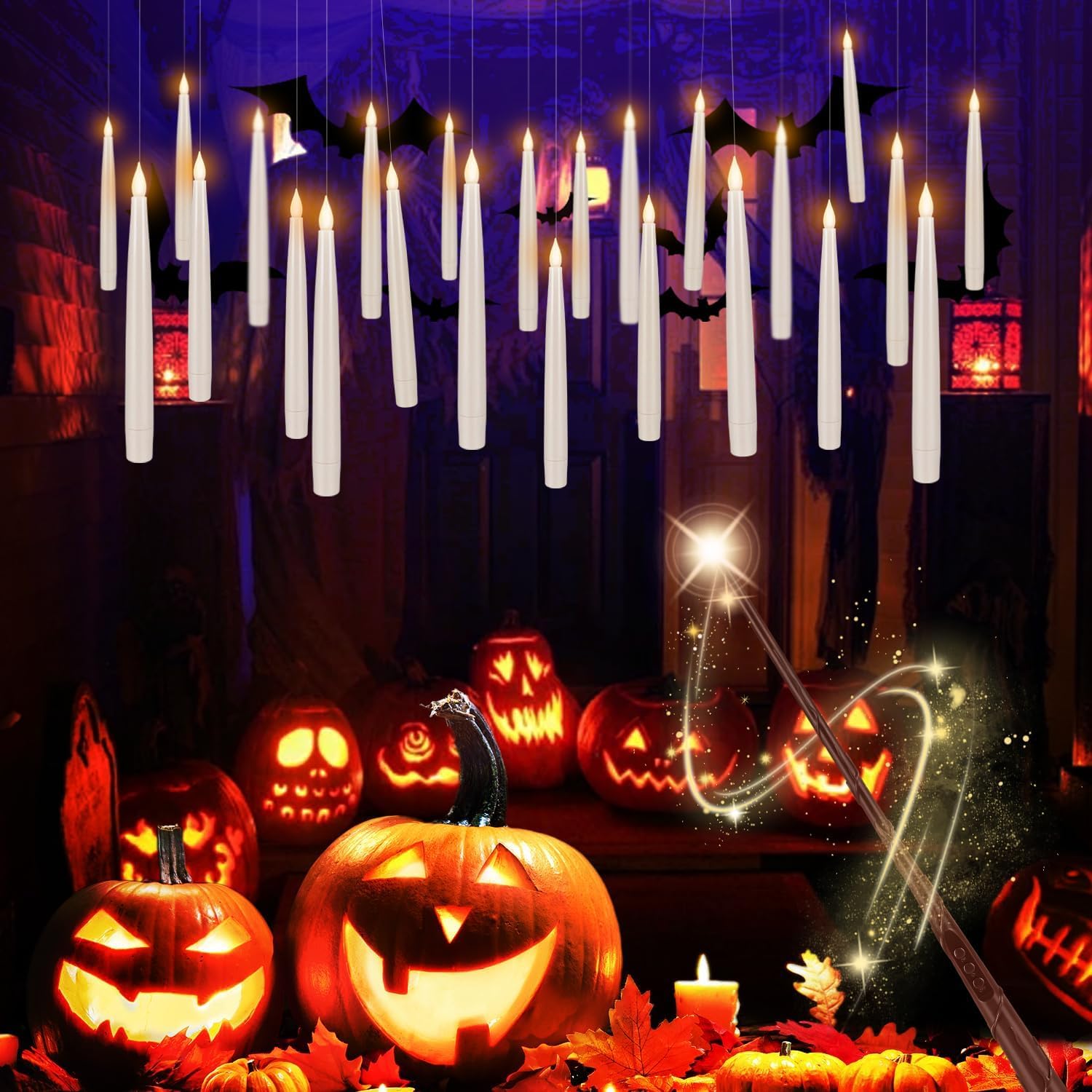 Detalle 2 de fclayvts cbdd996 24-Piece Floating LED Taper Candles with Wand Remotes