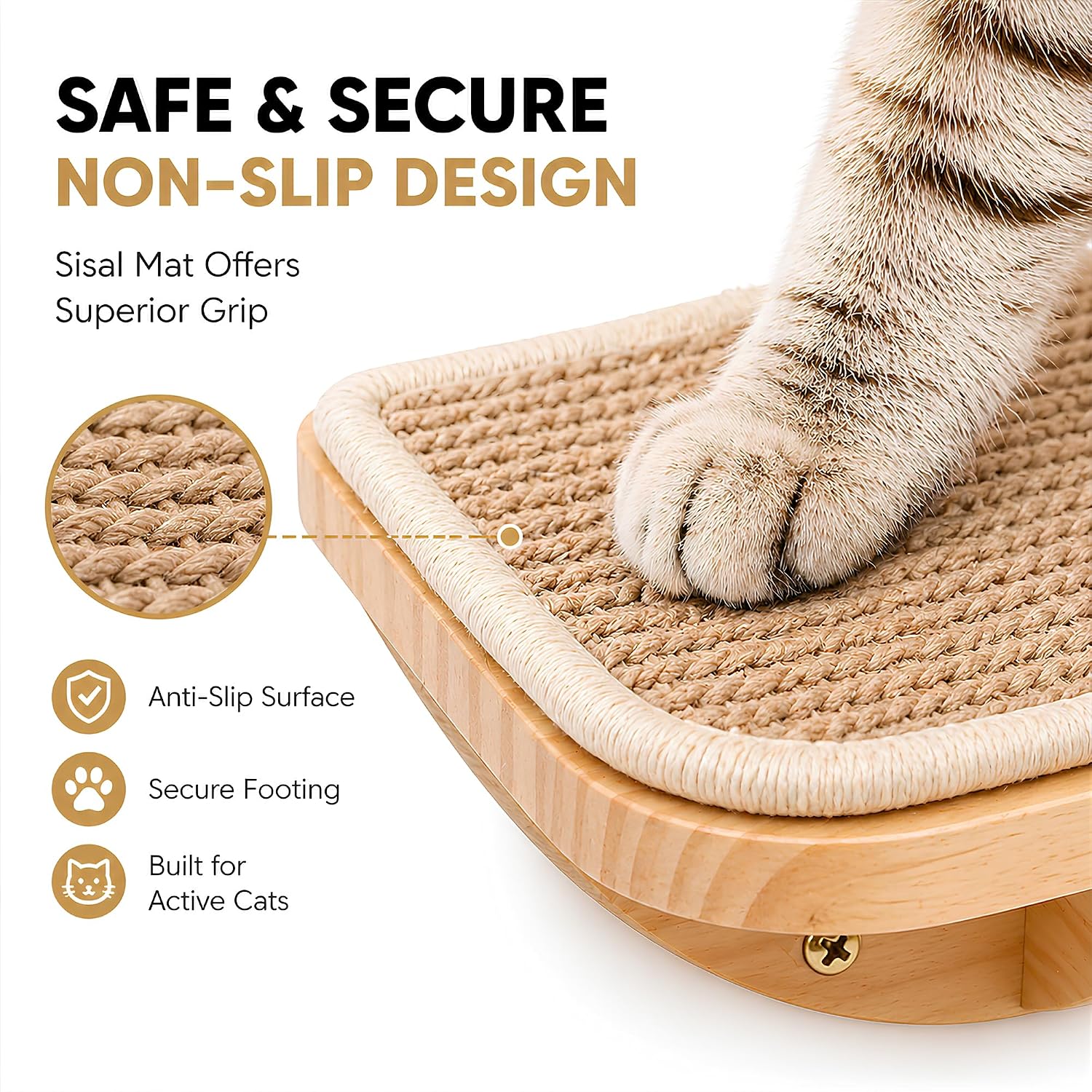 Detalle 2 de Cats Wall Shelves with Sponge Mat and Curved Nest — Wall-Mounted Cat Climbing Frame with 2 Steps