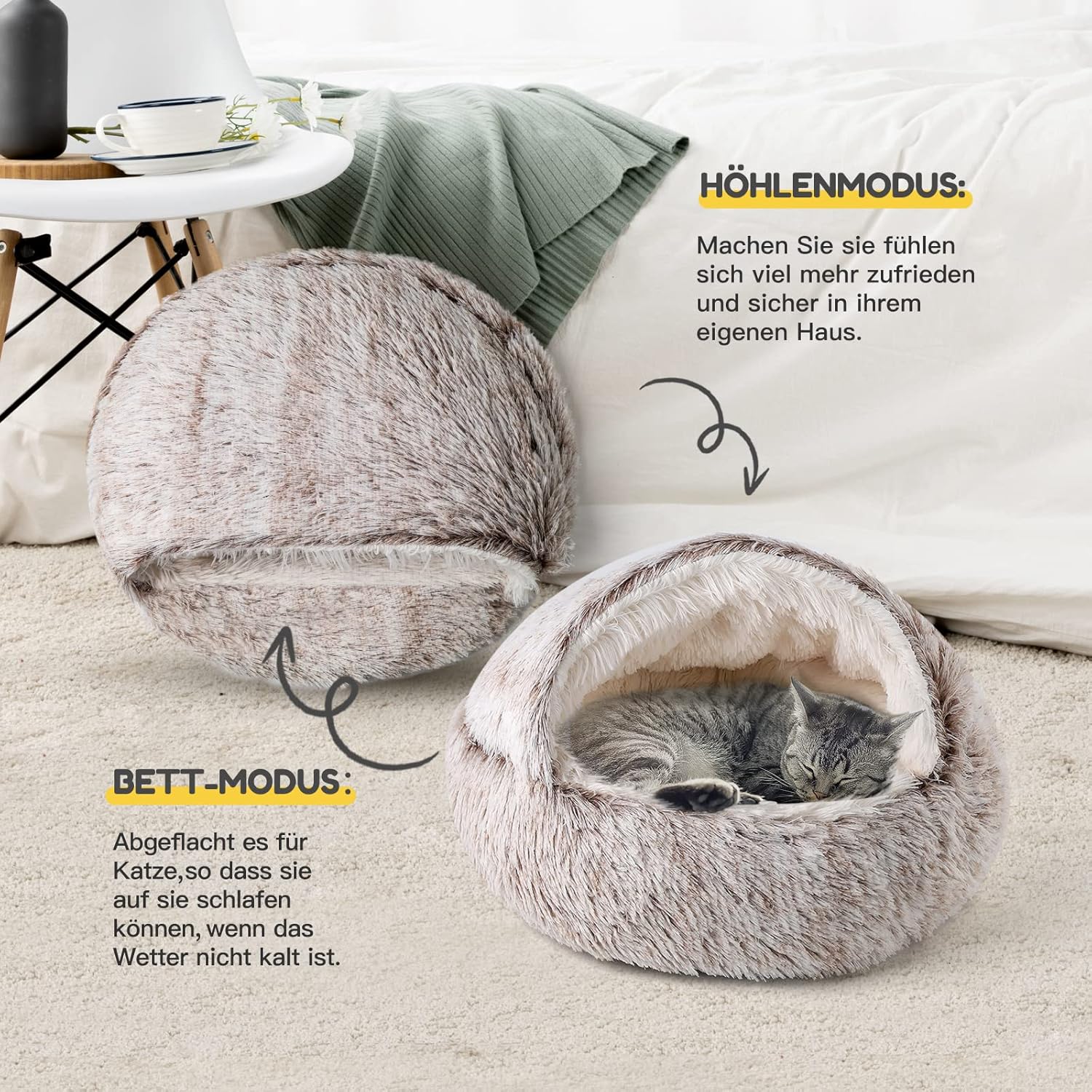 Thumbnail 2 de CATISM Katzenbett Flauschig Katzendecke 50 cm – halbgeschlossenes Zelt für Katzen