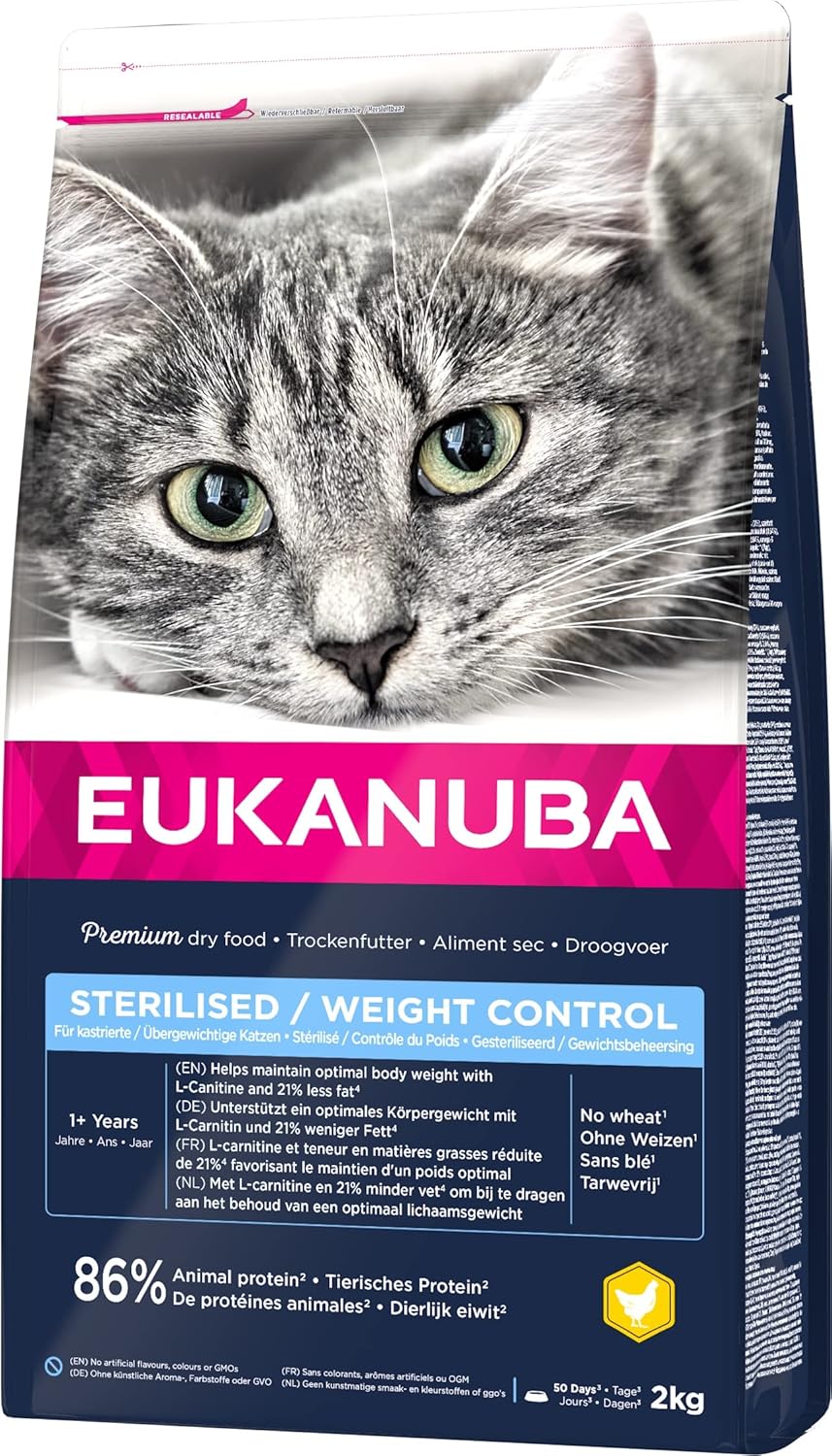 Thumbnail 6 de Eukanubae Weight Control: cibo secco sterilizzato per gatti adulti – pollo e fegato, 2 kg