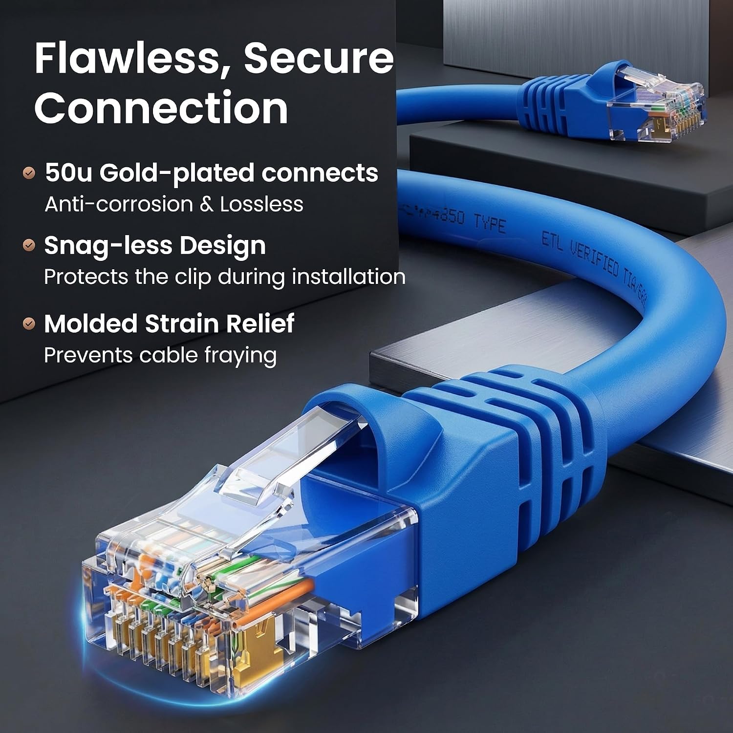 Thumbnail 3 de GEARit Cat6 Patch Cables (1 ft, 24-Pack) – Snagless RJ45 Gold-Plated Ethernet Cables for 10Gbps Networking
