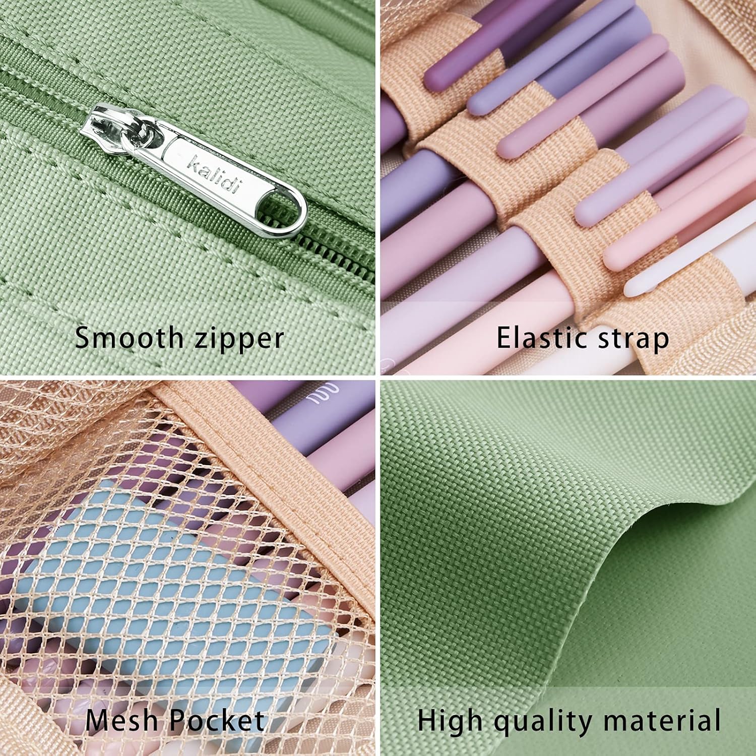 Thumbnail 2 de KALIDI Big Capacity Pencil Case 2 Compartments – Green, 8.7 x 3.5 x 4.3 inches