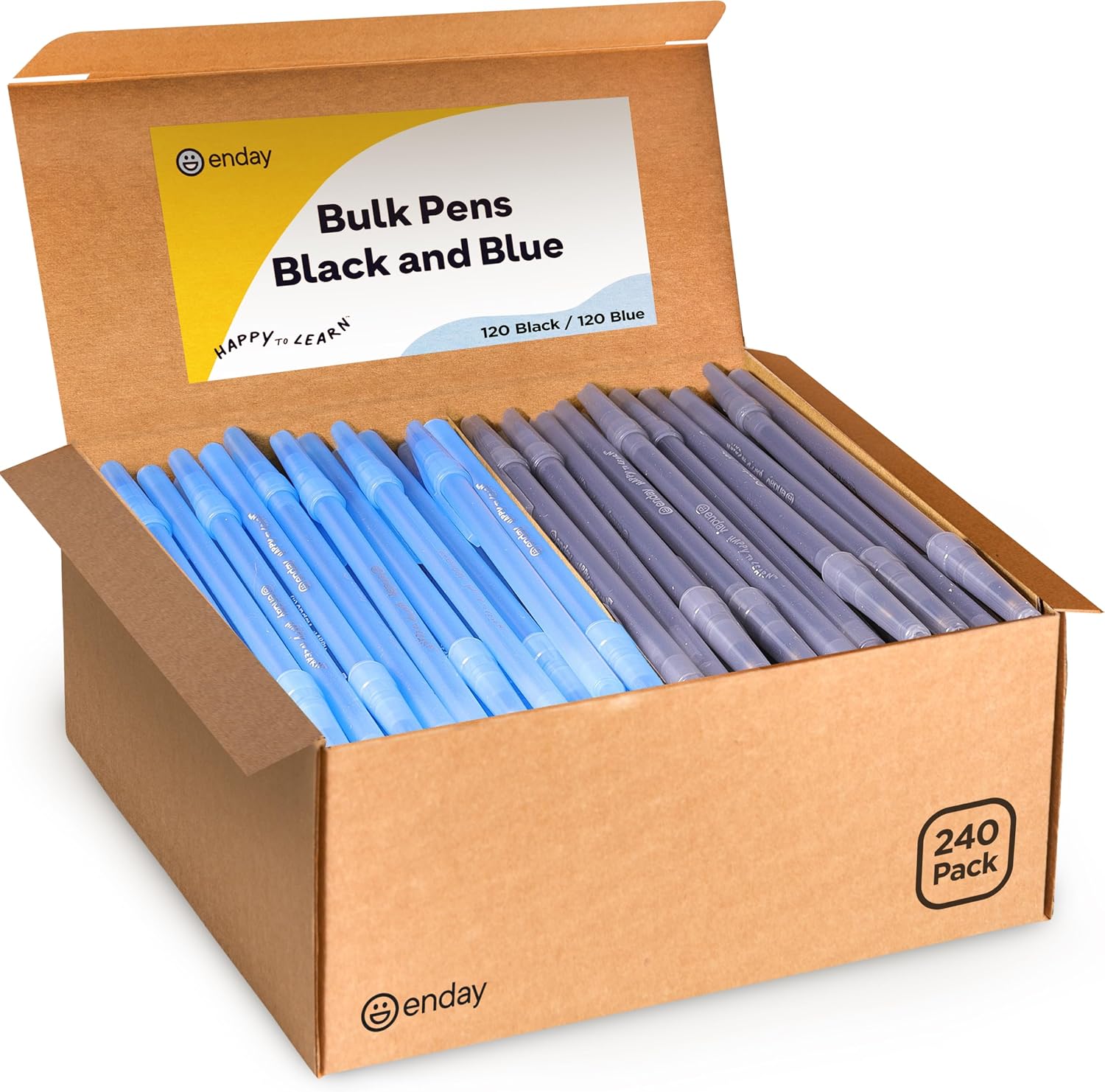 Detalle de Enday 8183 Ballpoint Pens, 240 Pack, Black and Blue, 1.0 mm Medium Point