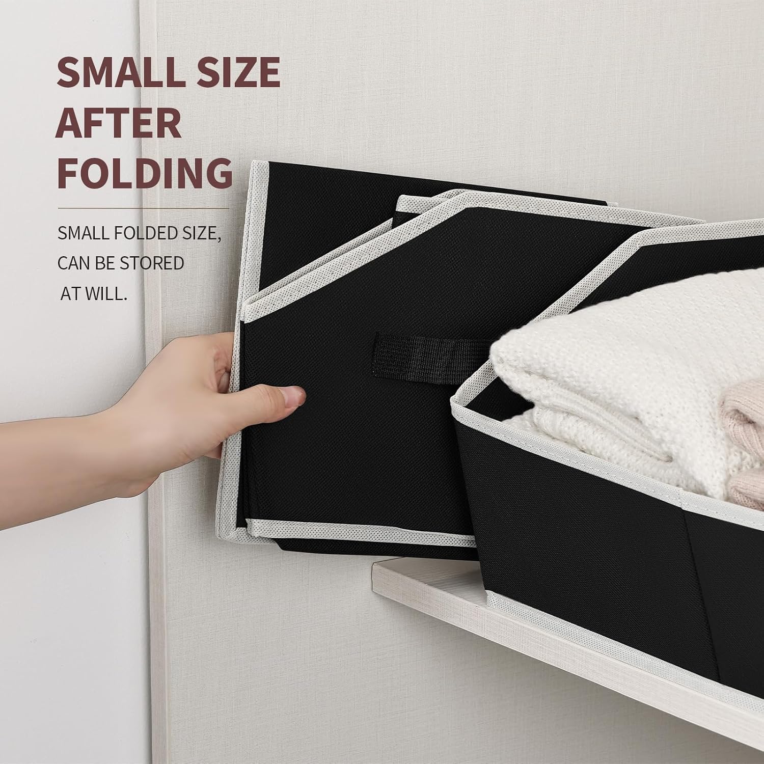Detalle 1 de Homsorout closet organizer - 4 Trapezoid Storage Bins, 6-Pack, Black Fabric