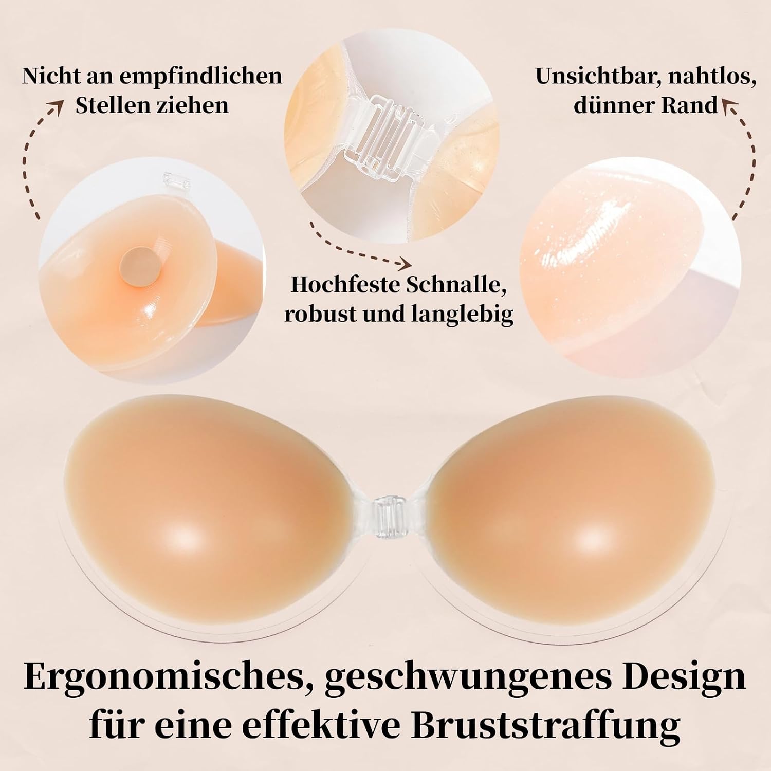 Detalle 2 de Push Up Klebe BH mit Nippelpads – Rückenfrei, Trägerlos und Wiederverwendbar (2 St.)