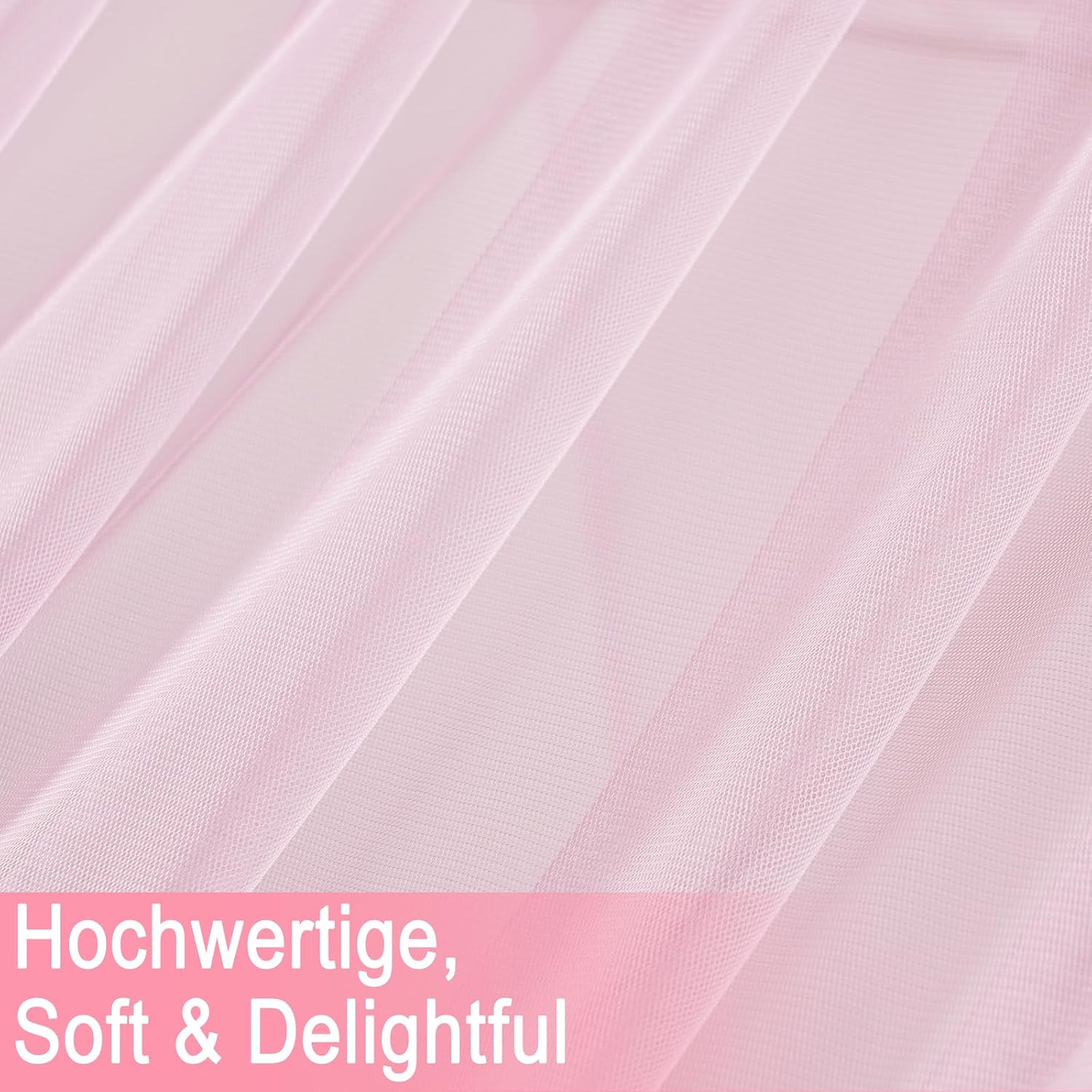 Detalle 2 de Zdada Hausbett Himmel Set (2 Stück) – Betthimmel für Hausbett Deko, 150 x 350 cm, Rosa