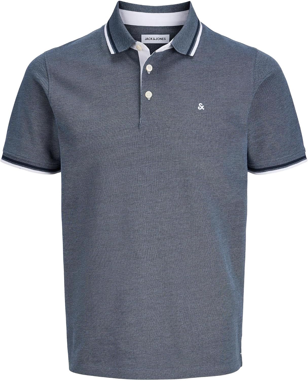 Detalle de JACK & JONES Polo Uni Col Chemise — Polo ajusté avec broderies et détail boutonnière