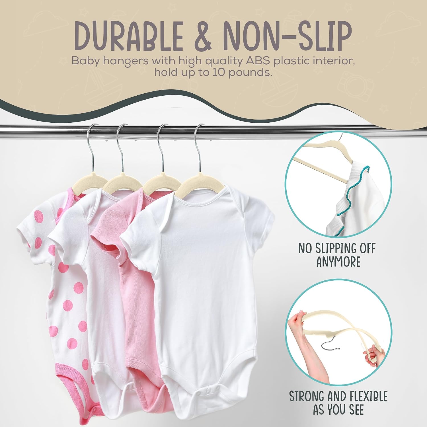 Thumbnail 4 de TechZoo 50 Premium Baby Velvet Hangers 11.8" for Kids