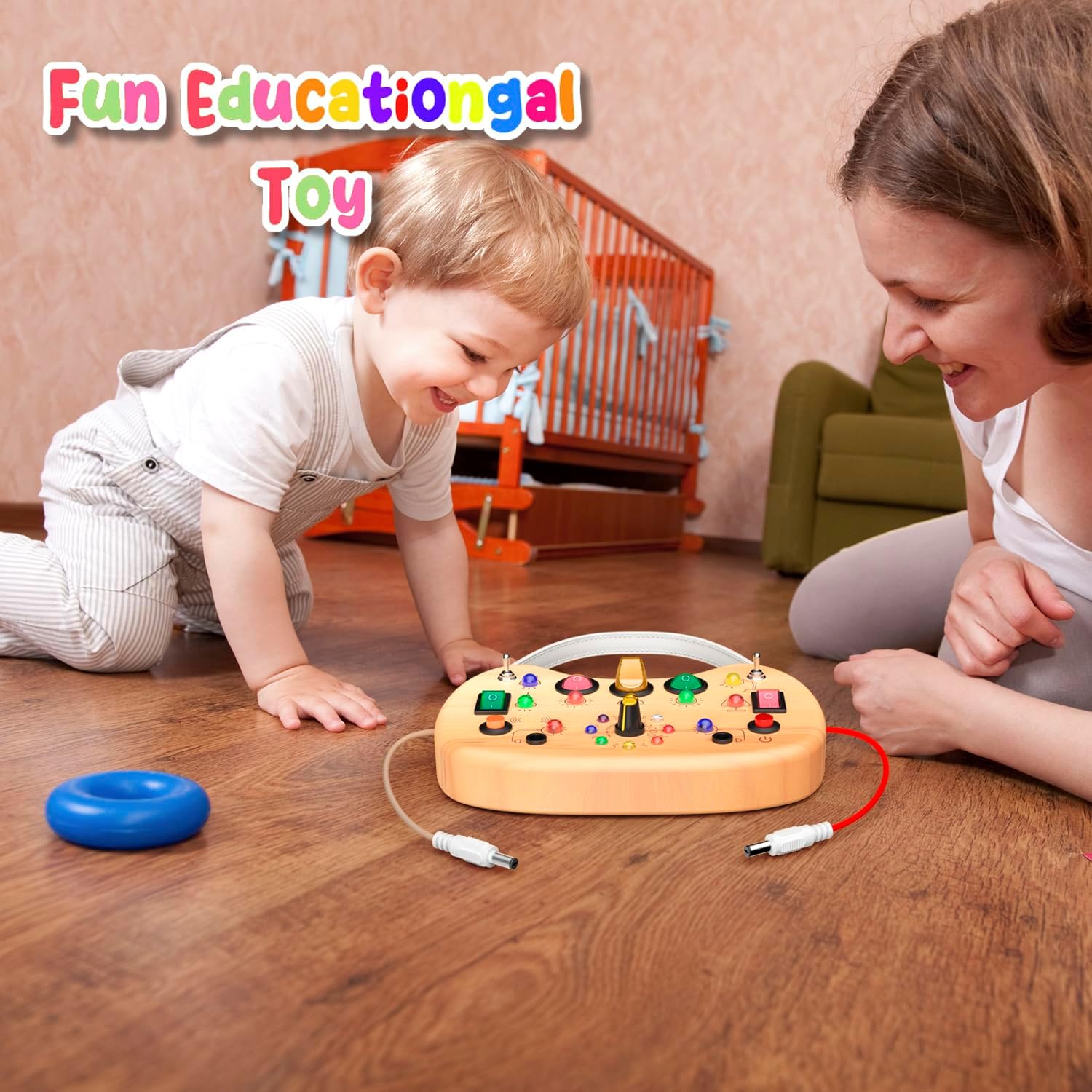 Thumbnail 4 de Flycoost Busy Board with LED Light Switches — Montessori-Inspired Wooden Sensory Toy for 1–3 Year Olds