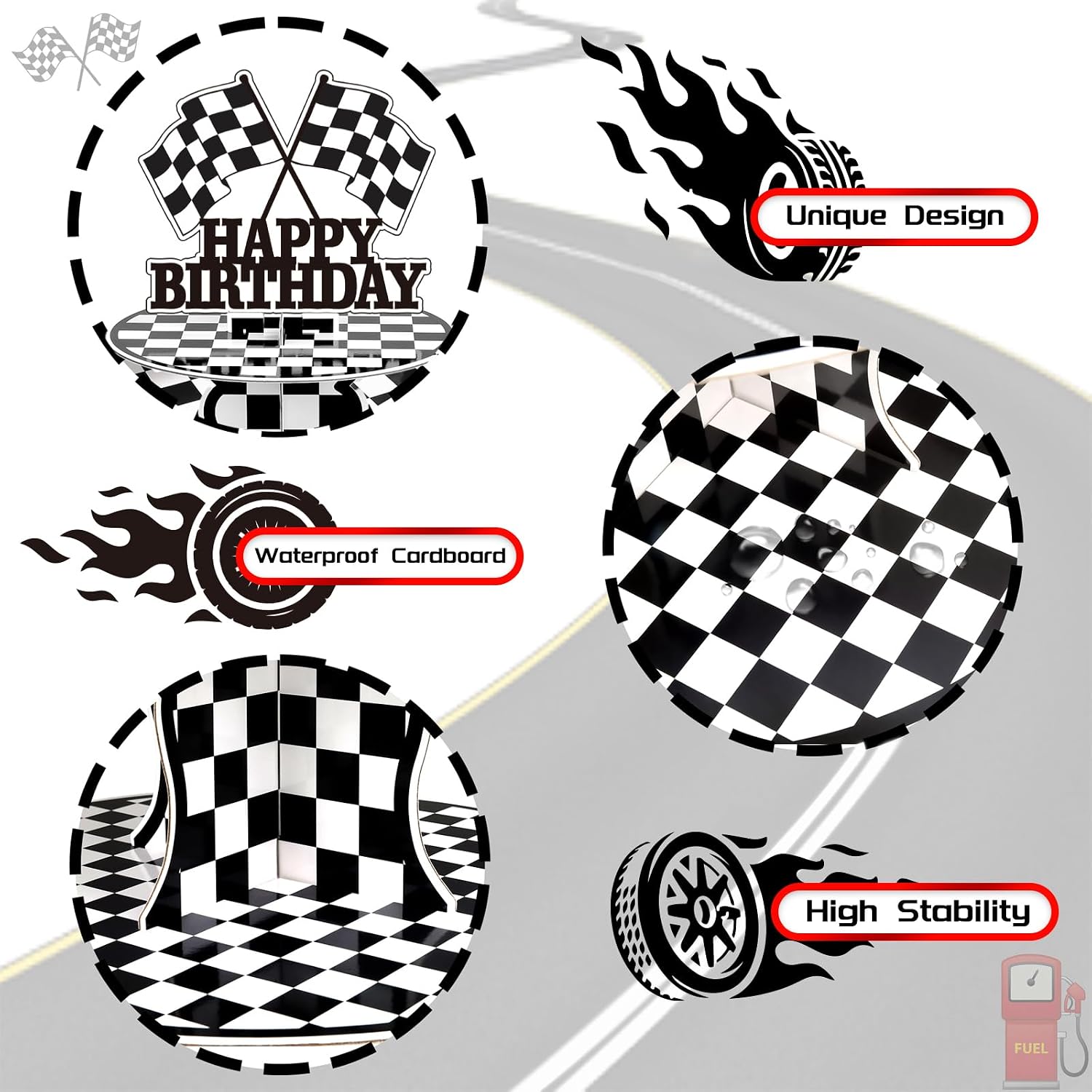 Detalle de BACUTHY 2-Pack Race Car 3-Tier Cupcake Stands for Birthday Parties (Cup Cake Holder Tower, Truck Theme)